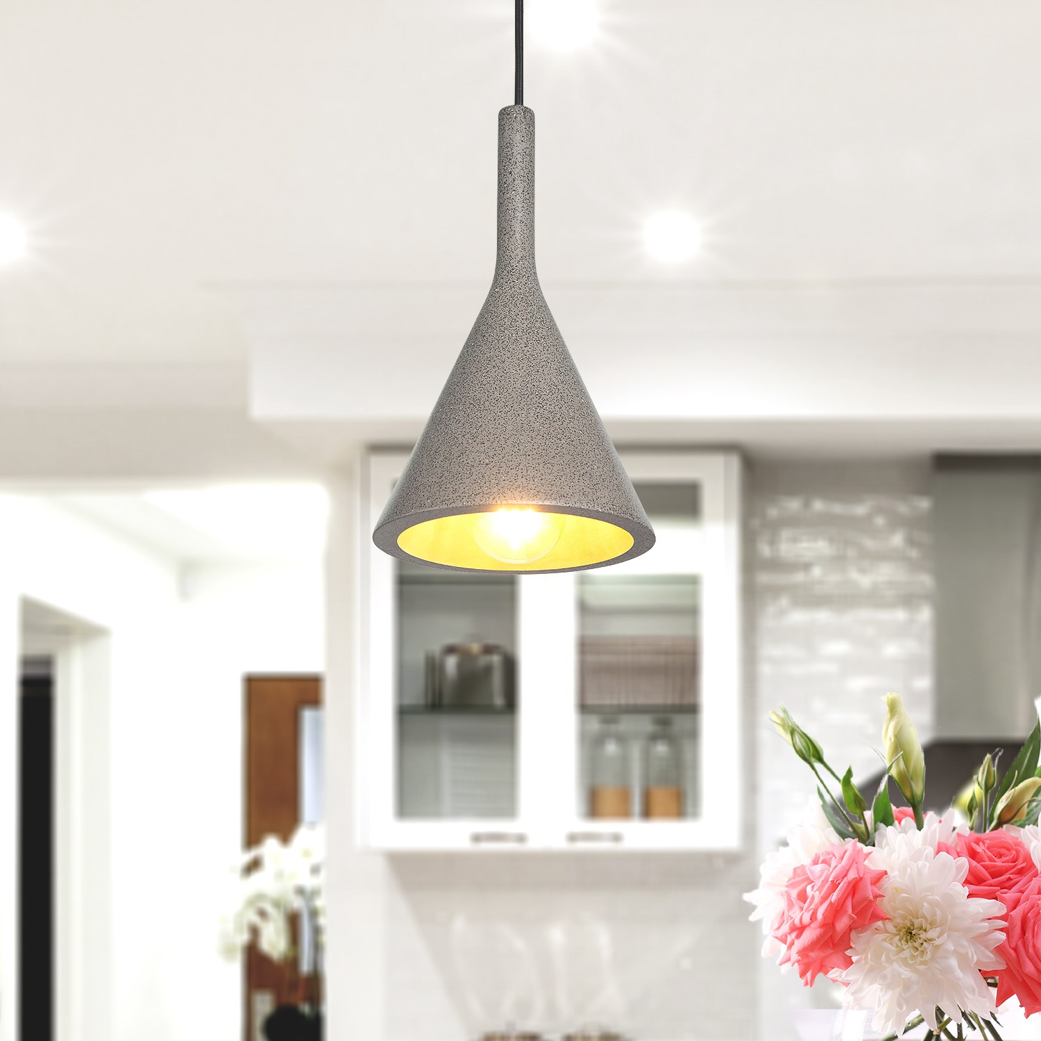 Paco Home Pendelleuchte »CLOUCH«, 1 flammig, Leuchtmittel E27 | ohne Leuchtmittel, LED, E27, Lampe Für Wohnzimmer Esszimmer Küche, Höhenverstellbar