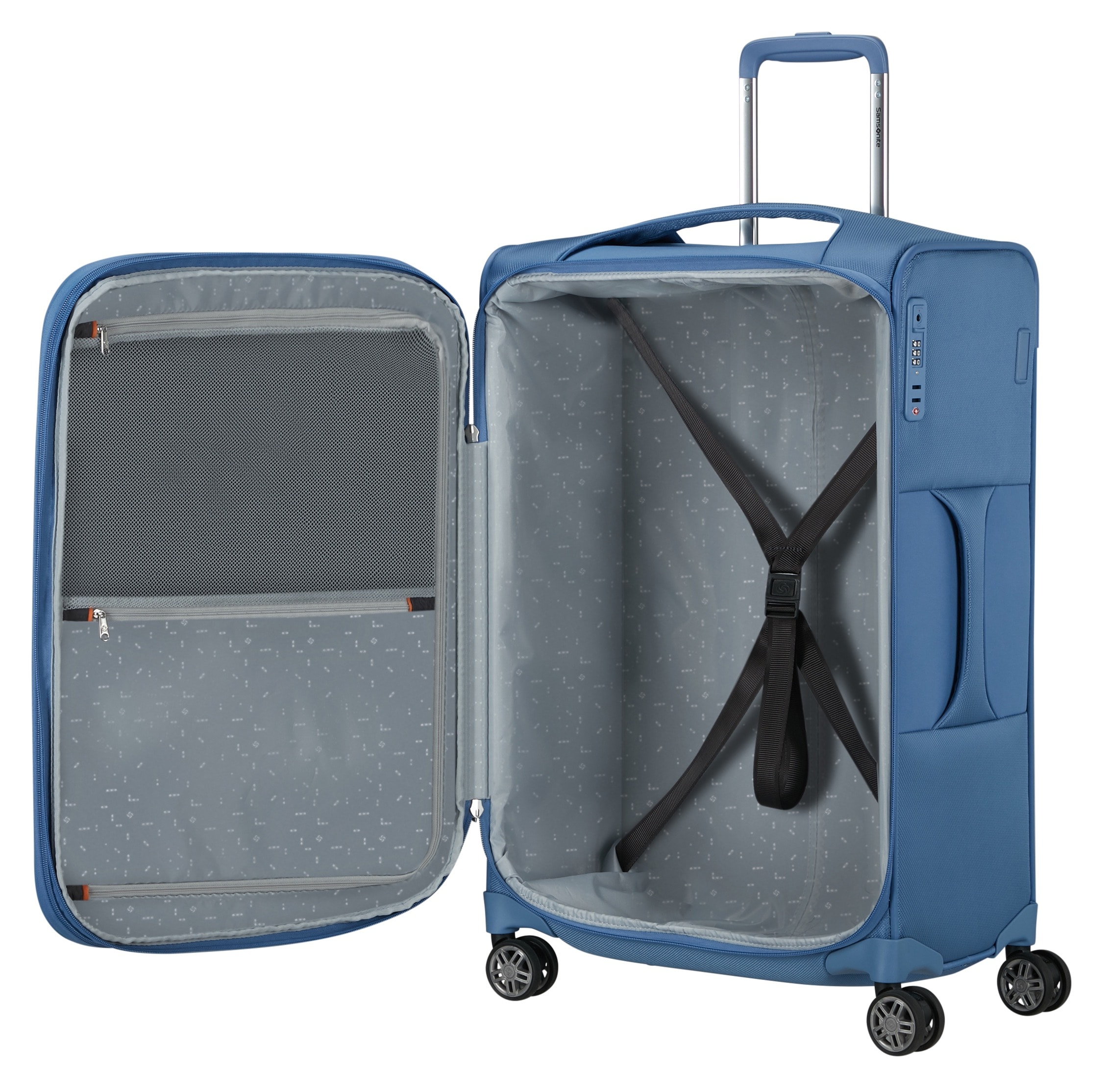 Samsonite Weichgepäck-Trolley »RE-LITE, verschiedene Größen und Farben«, (Set, 2 St., mit 2 Packwürfeln), 4 Rollen, Reisekoffer TSA-Schloss Stickerbogen Volumenerweiterung Laptopfach