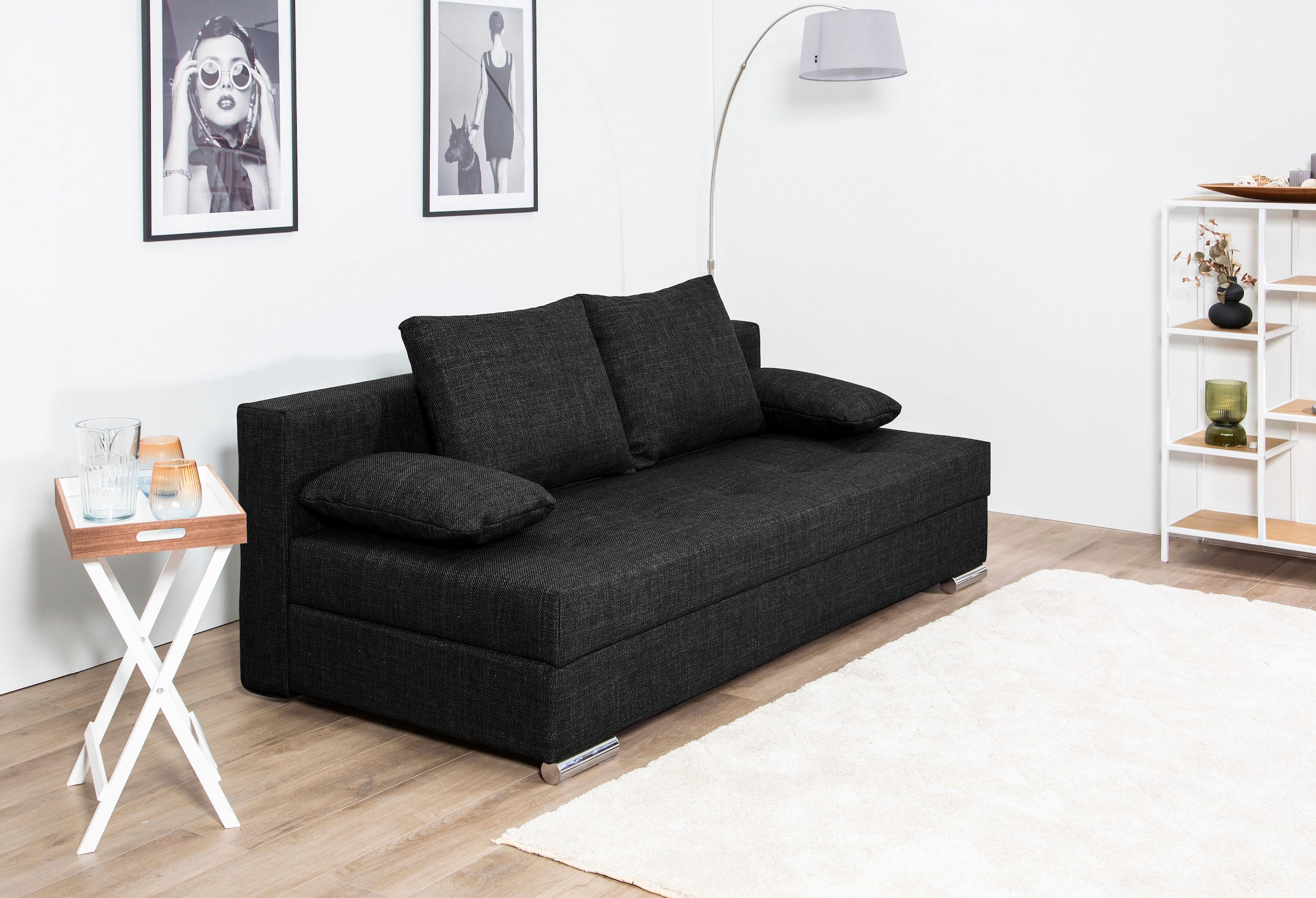 COLLECTION AB Schlafsofa »Tania mit Bettfunktion und Bettkasten«, komfortabler Sitzkomfort: Federkern-Polsterung, inklusive Rückenkissen