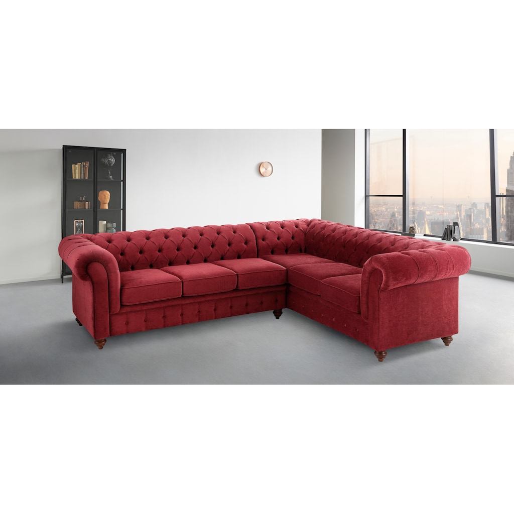 Home affaire Chesterfield-Sofa »Chesterfield Ecksofa, auch in Leder L-Form«