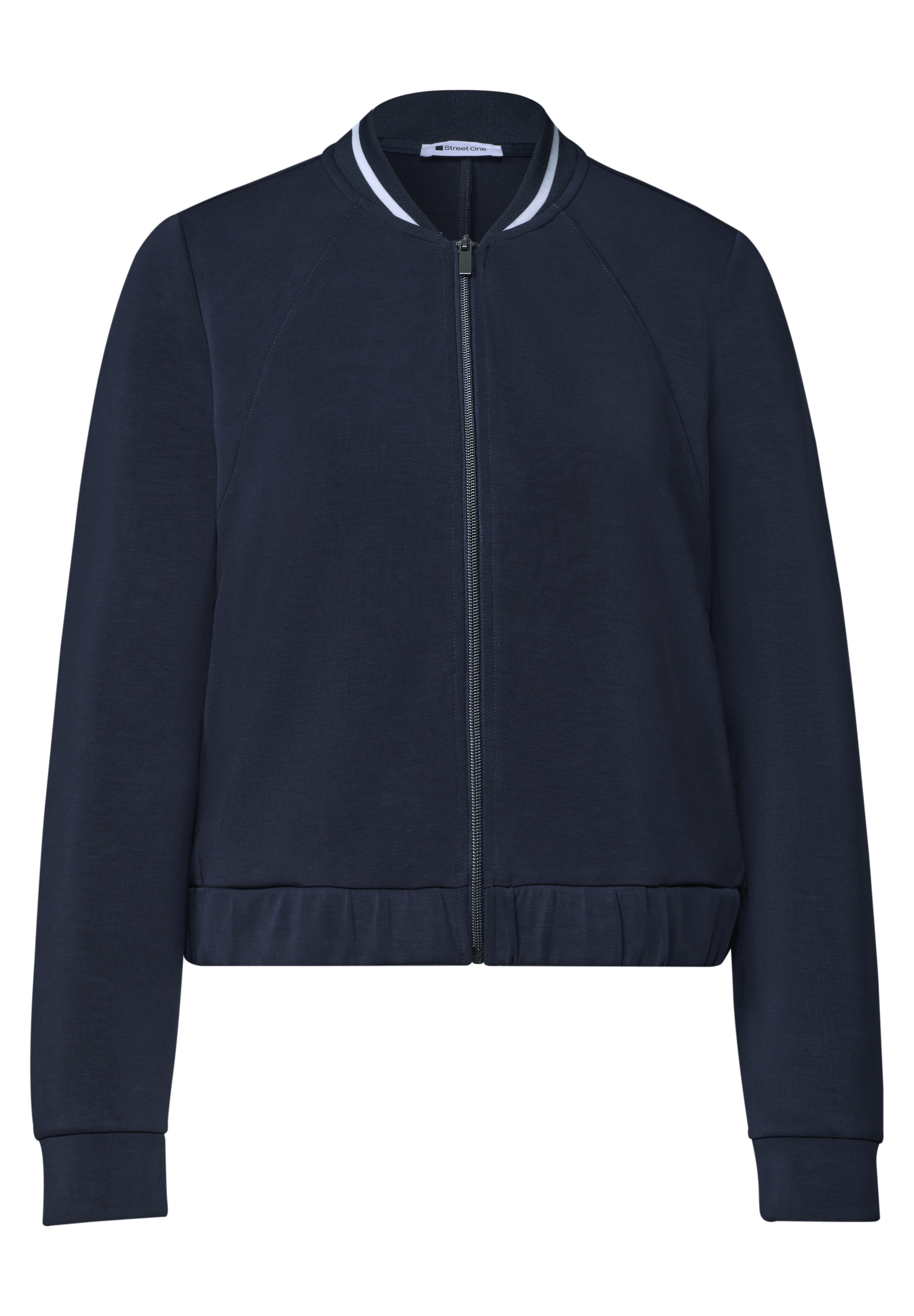 STREET ONE Sweatjacke Langarm Jacke im Silk-Look mit Zipper