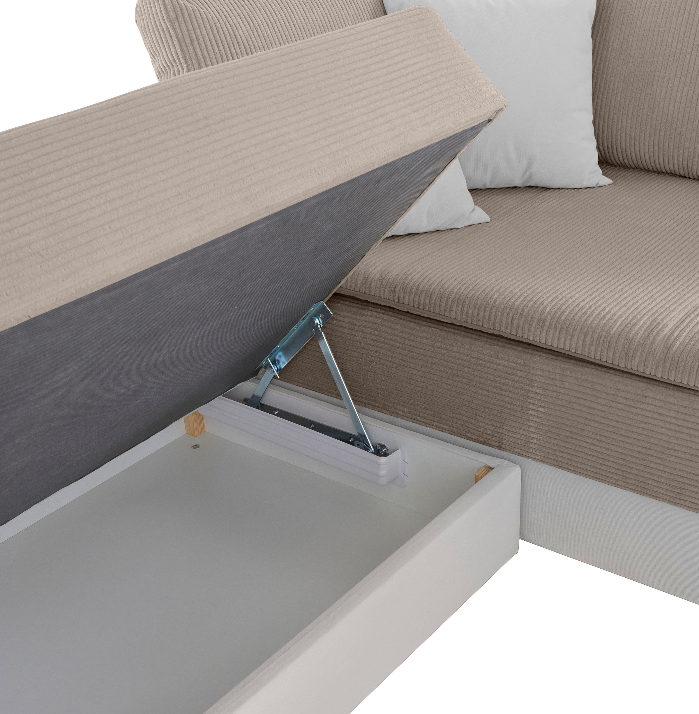INOSIGN Ecksofa »Boxspringbett Night & Day L-Form mit Dauer-Schlaffunktion mit Armlehne«, mit Boxspring-Bettfunktion 180x200 cm und Bettkasten, Dauerschläfer!