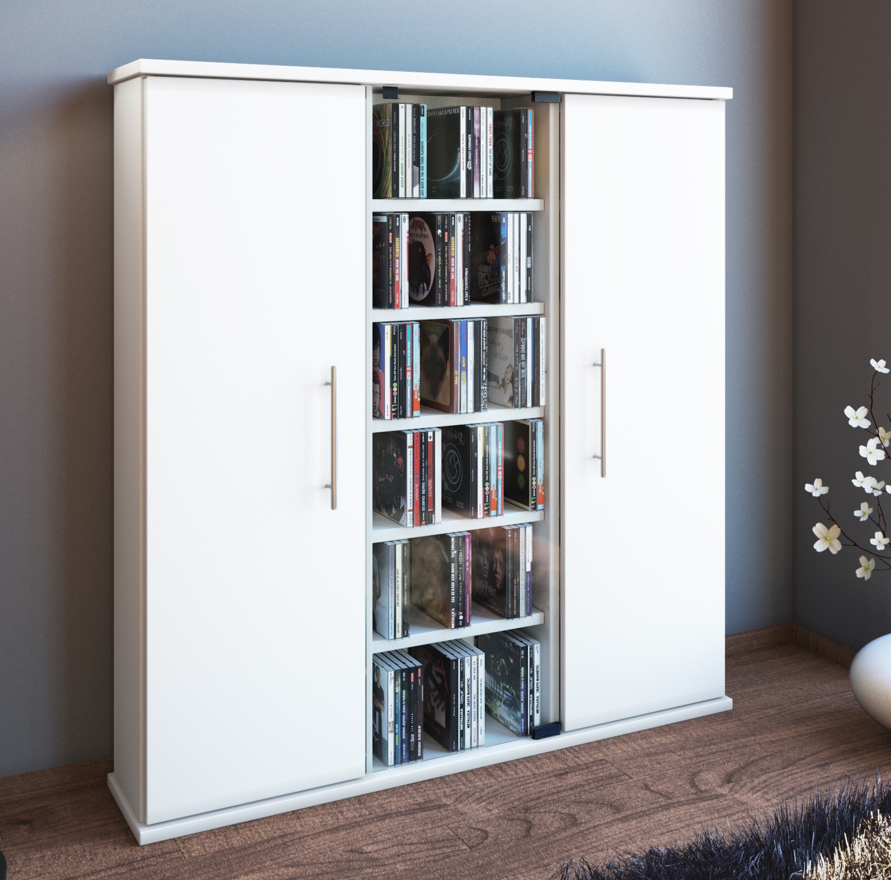 VCM Media-Regal »Holz CD DVD Stand Regal Schrank Santo Glastür«