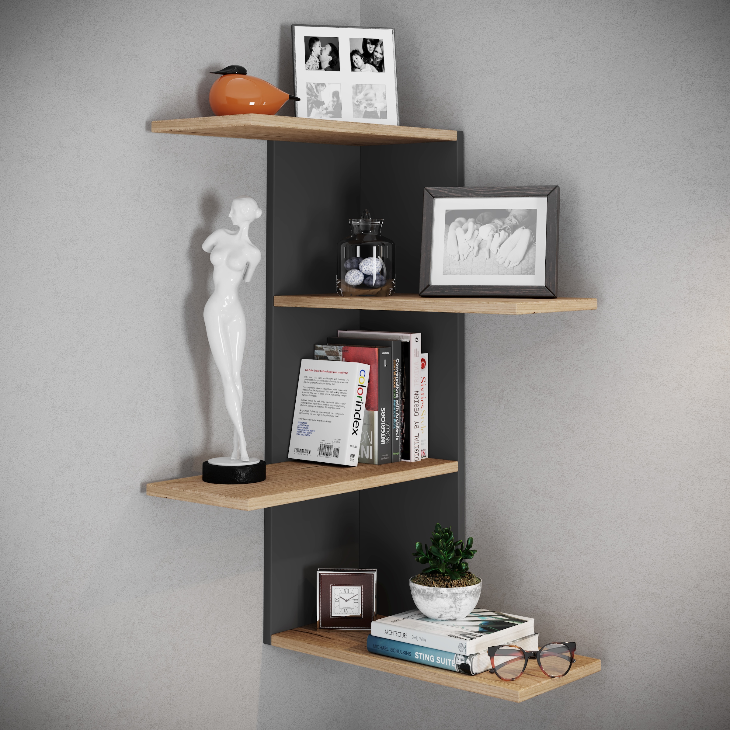 VCM Wandregal »Holz Wandregal Hängeregal Eckregal Regal Balos«