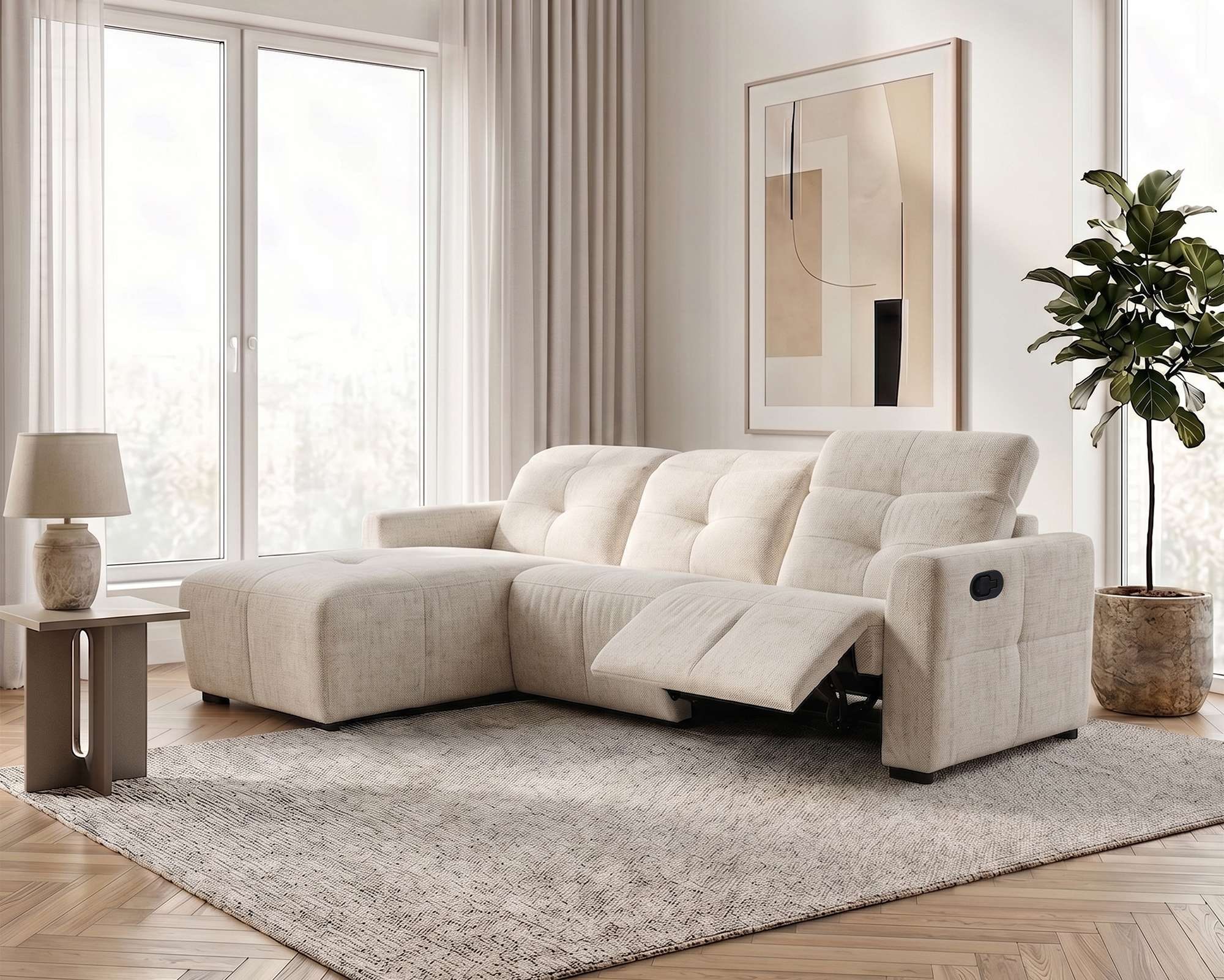 OTTO home Ecksofa »CAARLA Webstoff, L-Form, 261 cm, man. o. elektr. Relaxfunktion (USB)« mit USB-A und USB-C bei elektrischer Ausführung, Kopfteilverstellung
