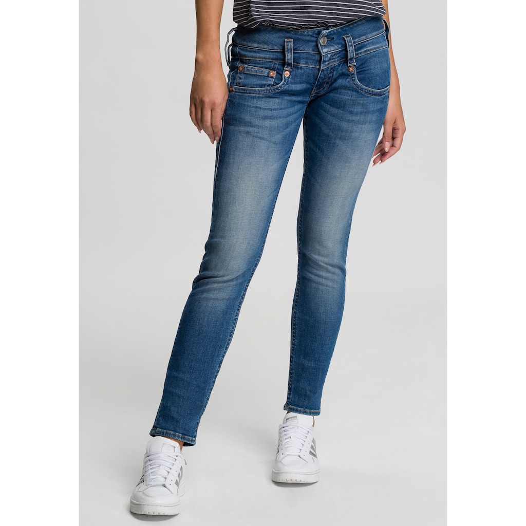 Herrlicher Slim-fit-Jeans »PITCH SLIM ORGANIC«, Vintage-Style mit Abriebeffekten