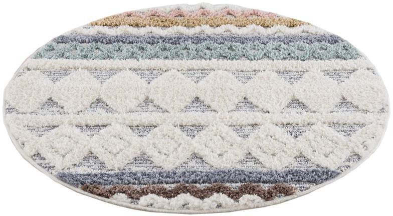 Carpet City Hochflor-Teppich »Focus 3013«, rund, 20 mm Höhe, Boho-Teppich, Hochtief-Muster/ 3D-Effekt, für Wohnzimmer, Schlafzimmer