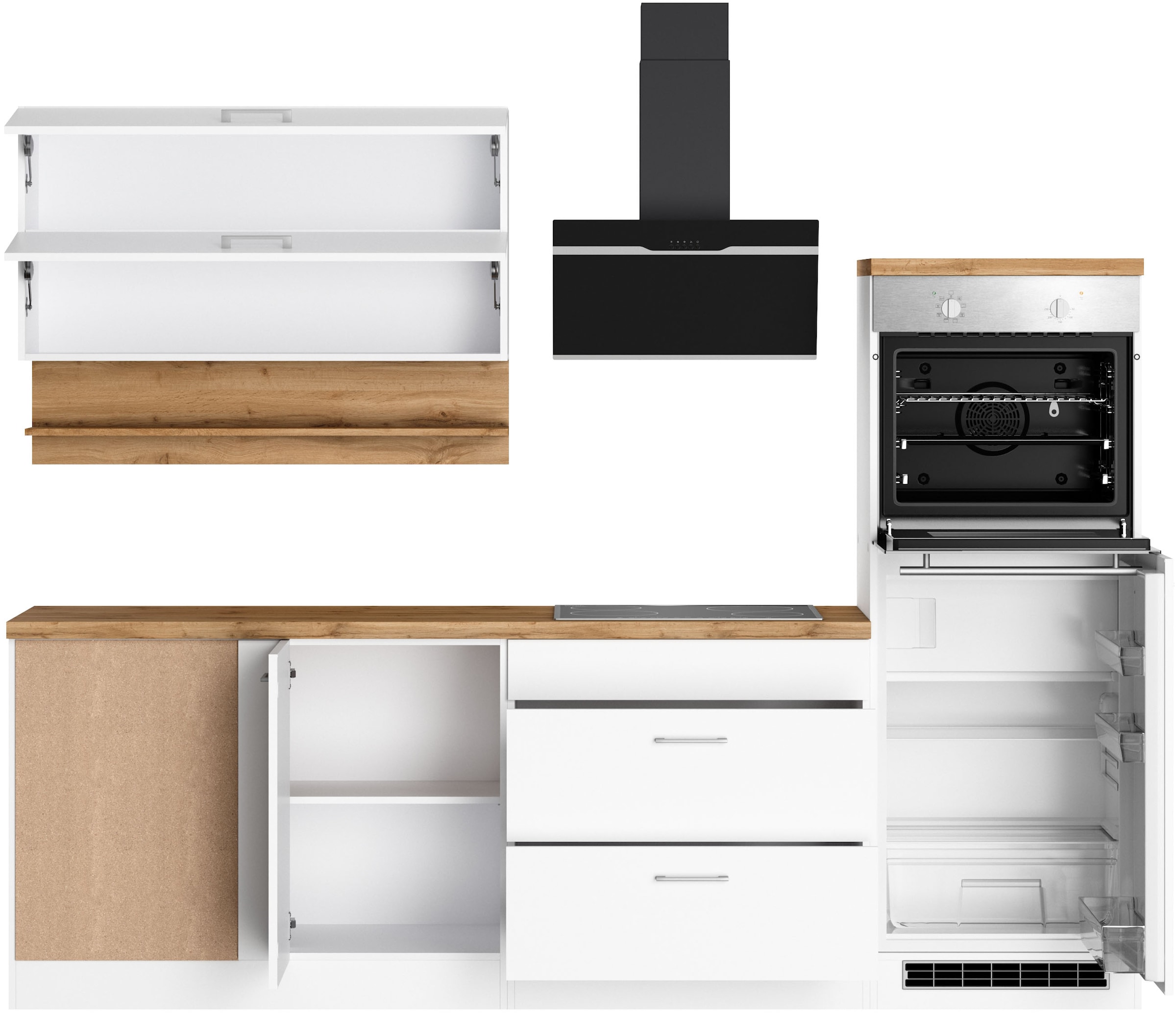 KOCHSTATION Winkelküche »KS-Milan« Stellbreite 250/220 cm, viel Stauraum, wahlweise mit E-Geräten