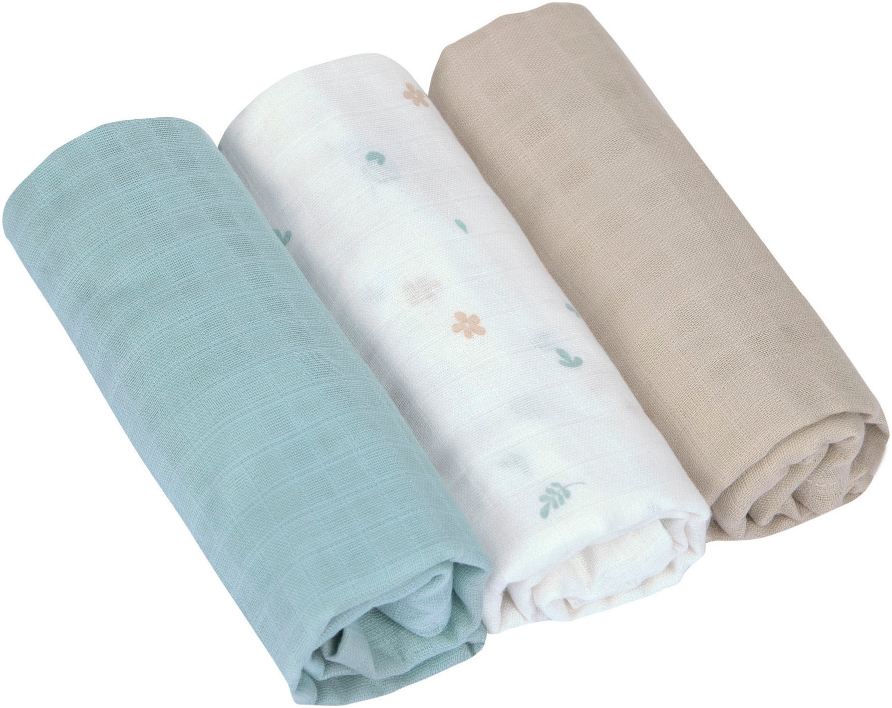 LÄSSIG Stoffwindeln »Swaddle & Burp Blanket, L, Floral« Set, 3 Stk. tlg.