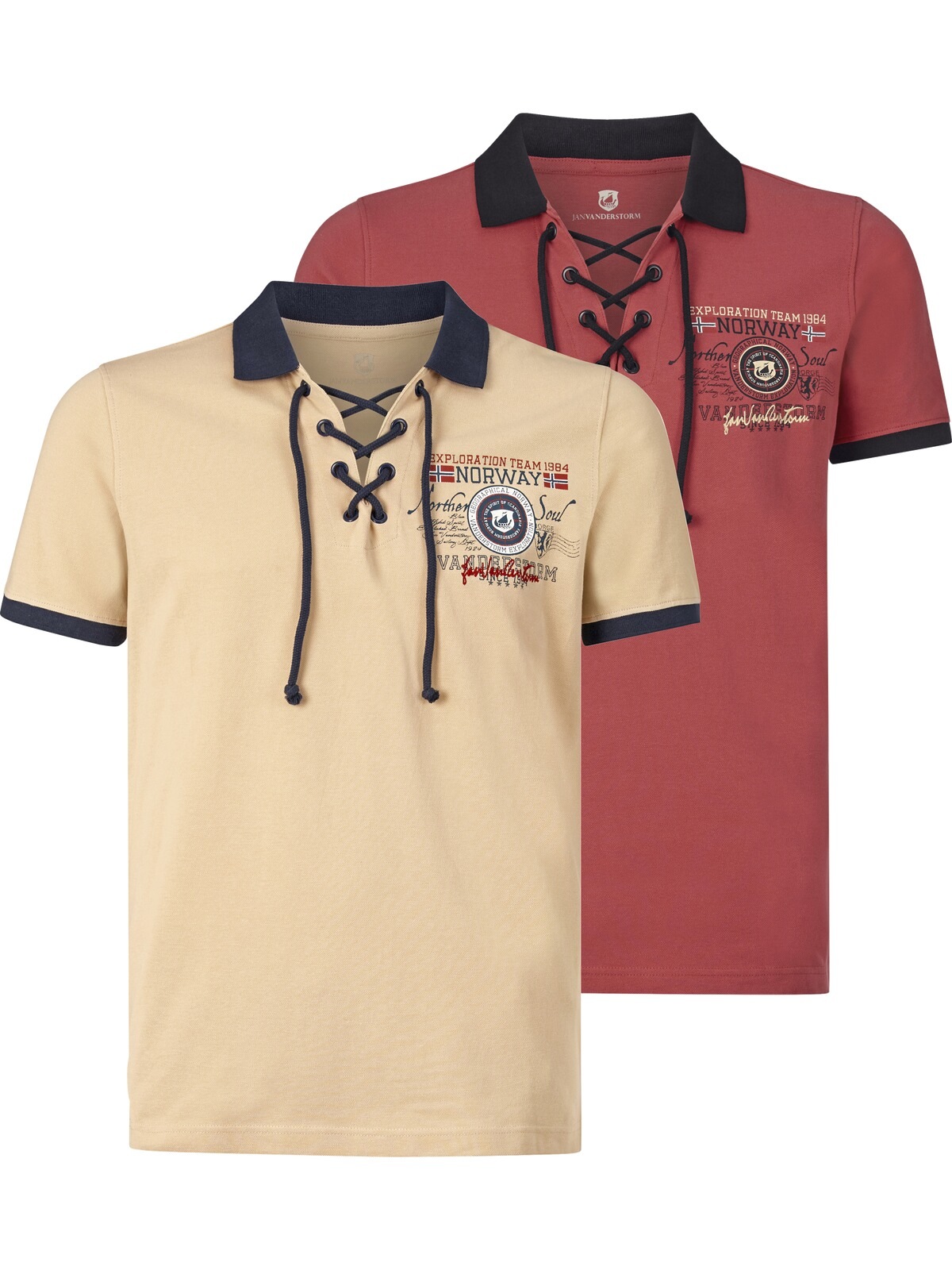 Jan Vanderstorm Poloshirt »Doppelpack Poloshirt ELJAR«, (2 tlg.), mit lässigen Saumschlitzen