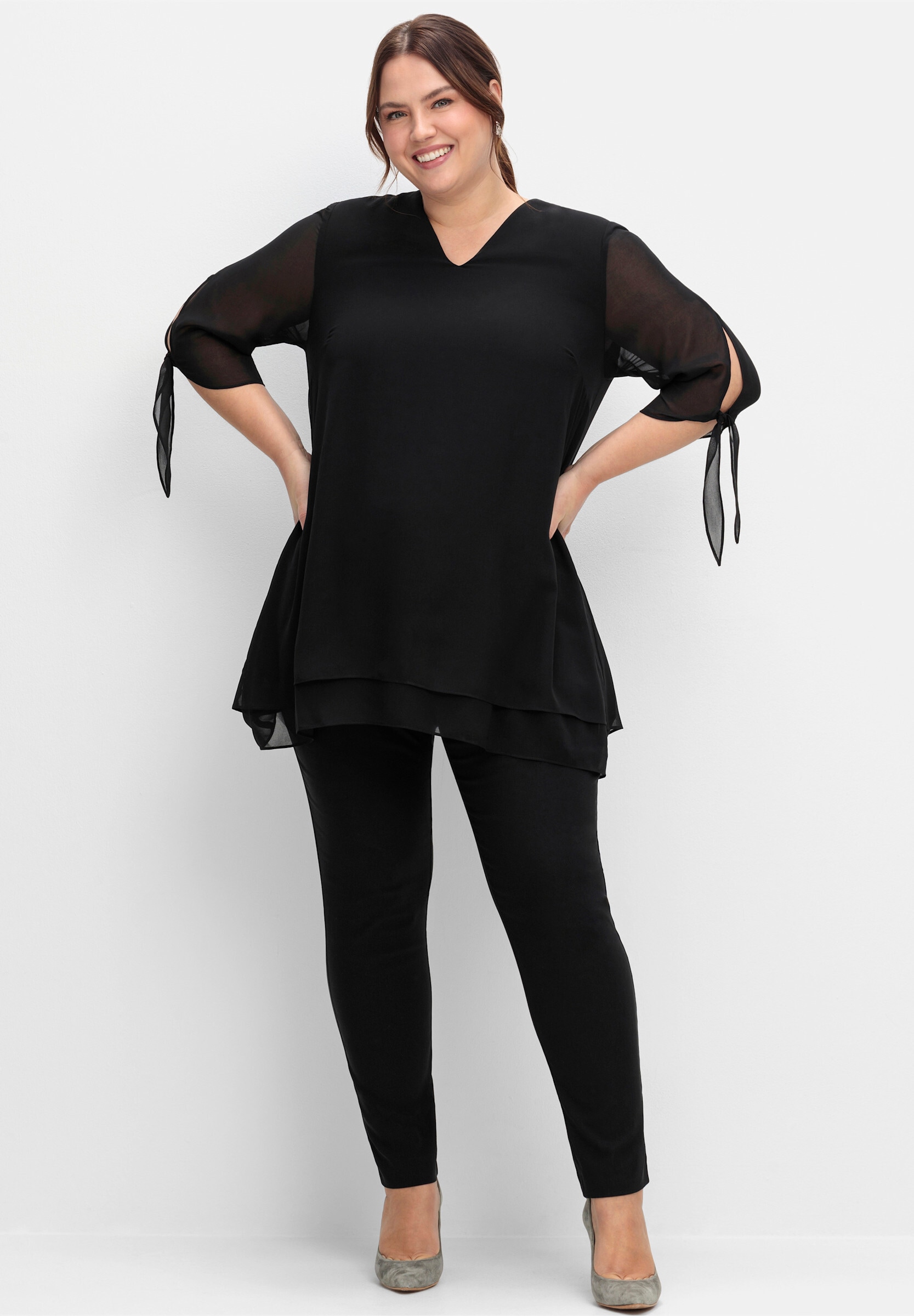 Sheego Longbluse »Tunika Chiffonbluse in Lagenoptik«