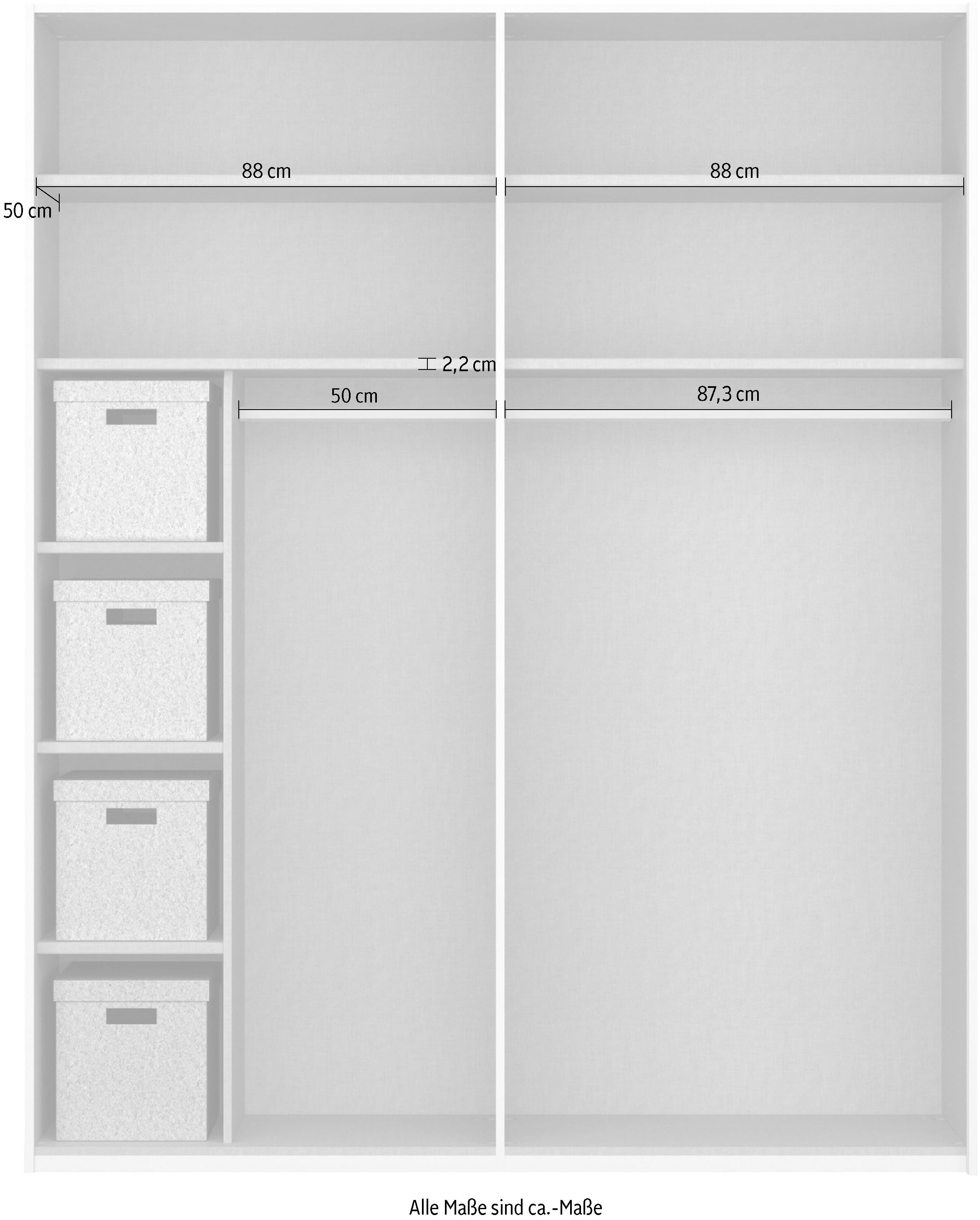 rauch Schwebetürenschrank »Kleiderschrank Schrank Garderobe Schlafzimmerschrank X-TEND« inkl. SOFT-CLOSE-FUNKTION,  inkl. Wäscheeinteilung mit 4 Stoffboxen MADE IN GERMANY