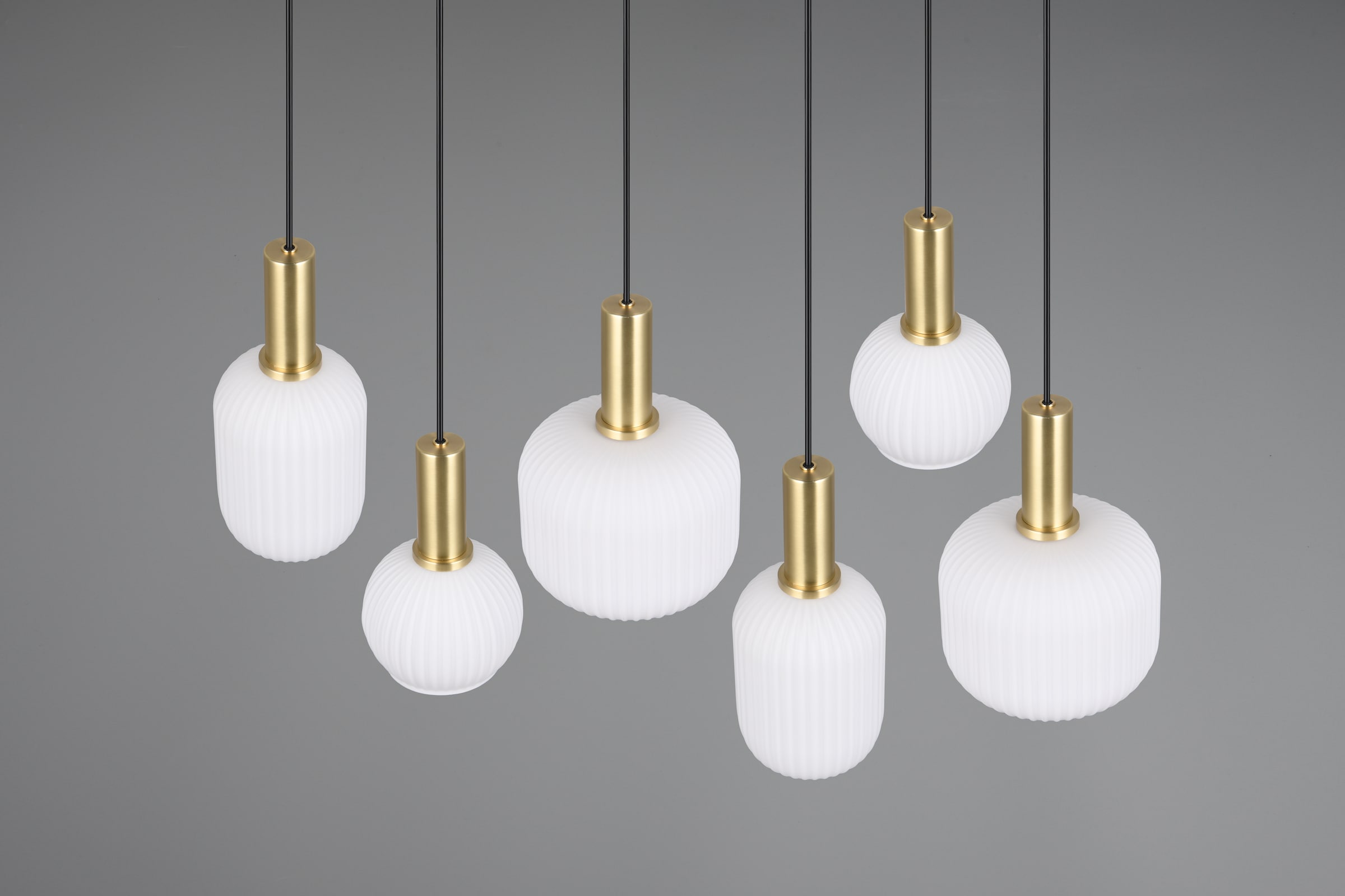 TRIO Leuchten Pendelleuchte »DIVA, E27 Hängelampe 6-flammig mit Glasschirm, exkl 6xE27 max 10W« E27 1 Stk. warmweiß - kaltweiß höhenverstellbar bis max 150cm Hängeleuchte 92x 35 cm Wohnzimmer Küche