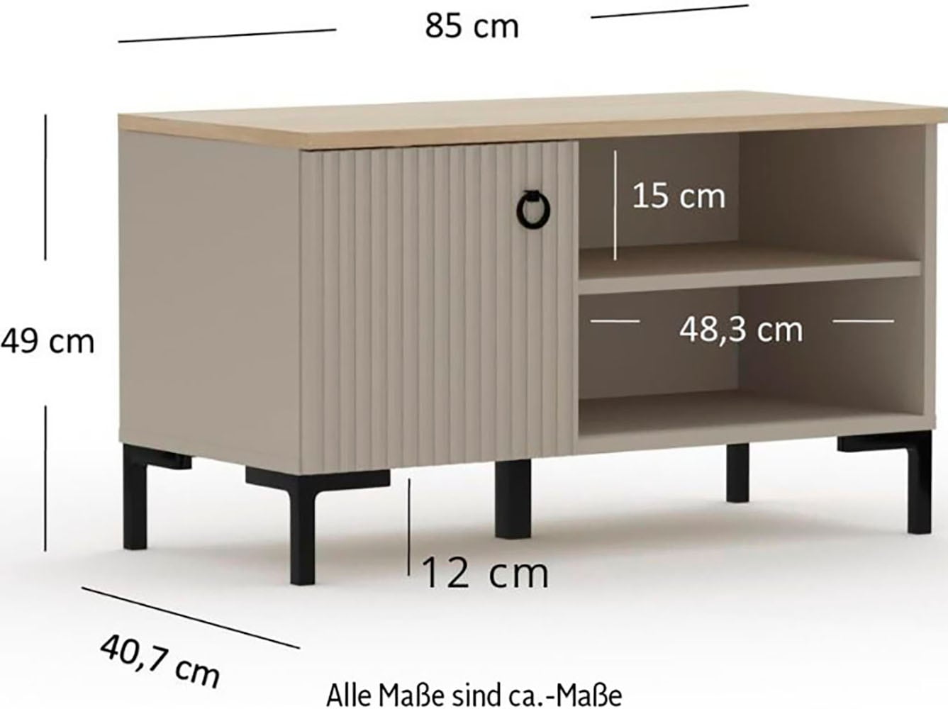 Home affaire Garderoben-Set »Luminara«, (Komplett-Set, 5 St.), Komplettset: Schrank mit Spiegel, Sitzbank, Paneel, Kommode & Spiegel