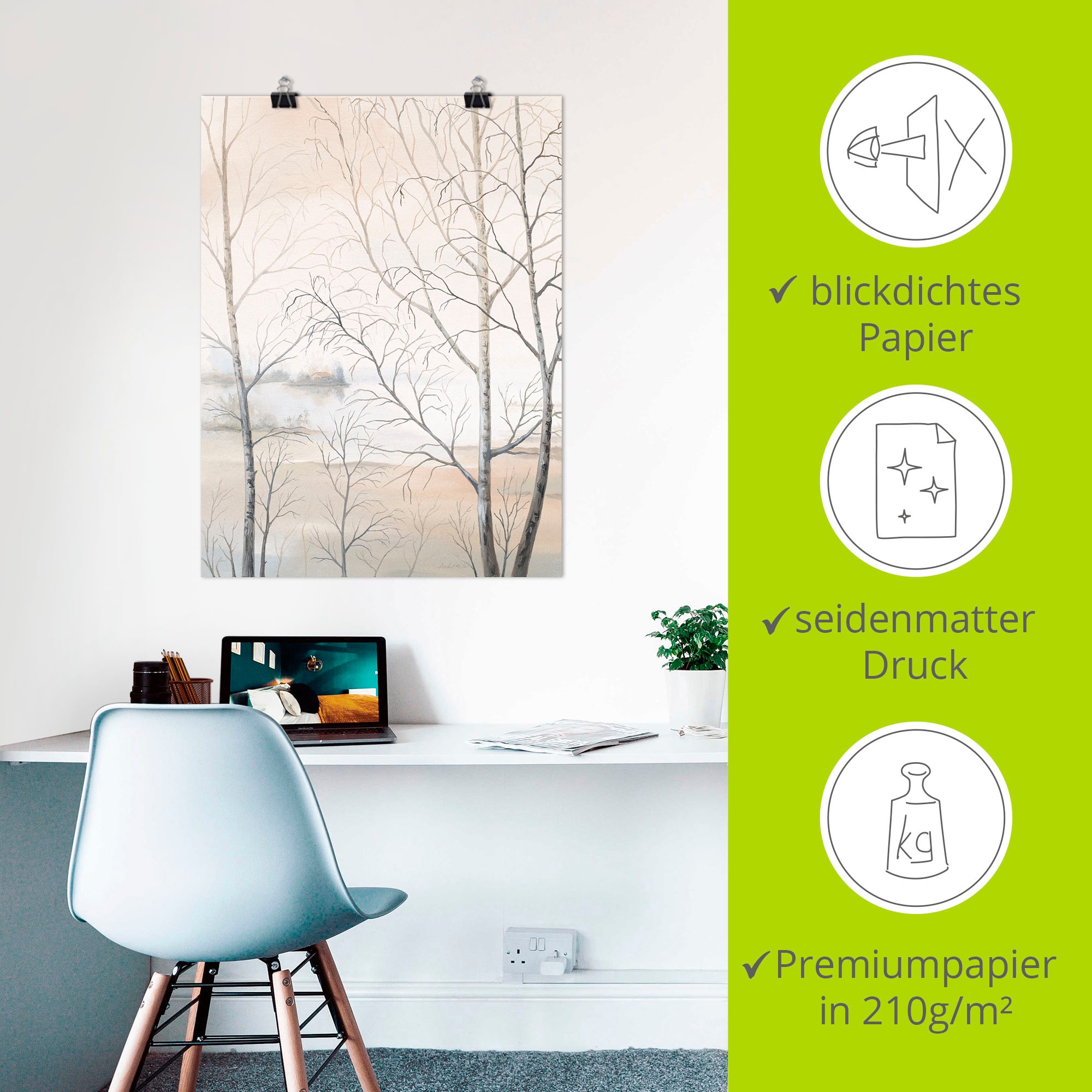 Artland Wandbild »Seeufer am Wald II« Gewässer 1 Stk. tlg. als Leinwandbild, Poster, Wandaufkleber in verschied. Größen