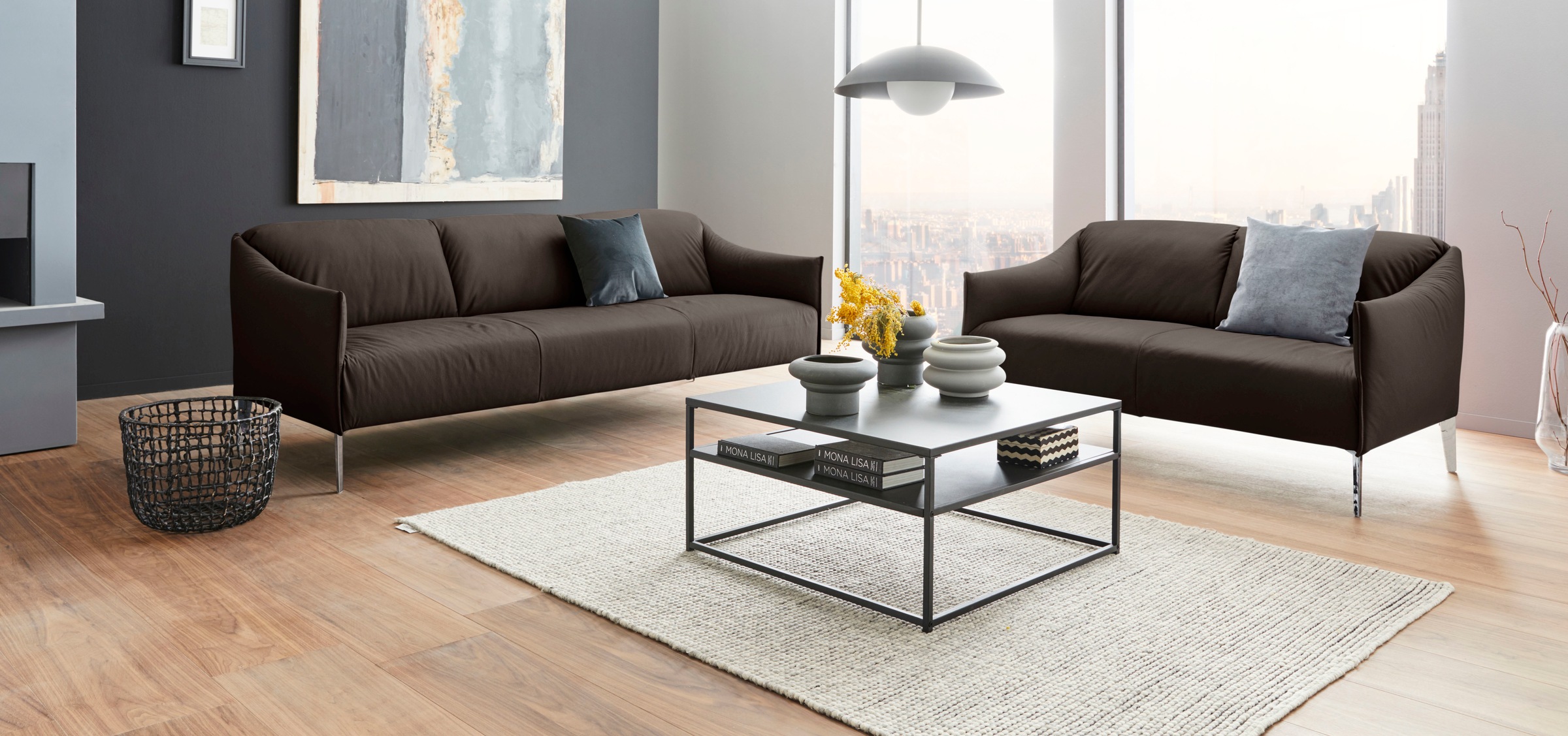 W.SCHILLIG 3-Sitzer »sally«, mit Metall-Winkelfüßen in Chrom glänzend, Breite 224 cm