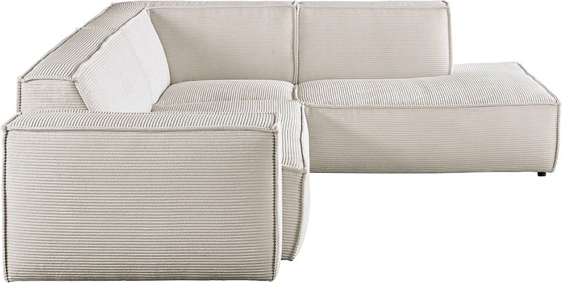 3C Candy Ecksofa »Matteo in elegant, kubischer Formensprache, bequem, L-Form«, mit auffälliger Kedernaht, Cord-Bezug, Lounge-Charakter, OTTOs Choice