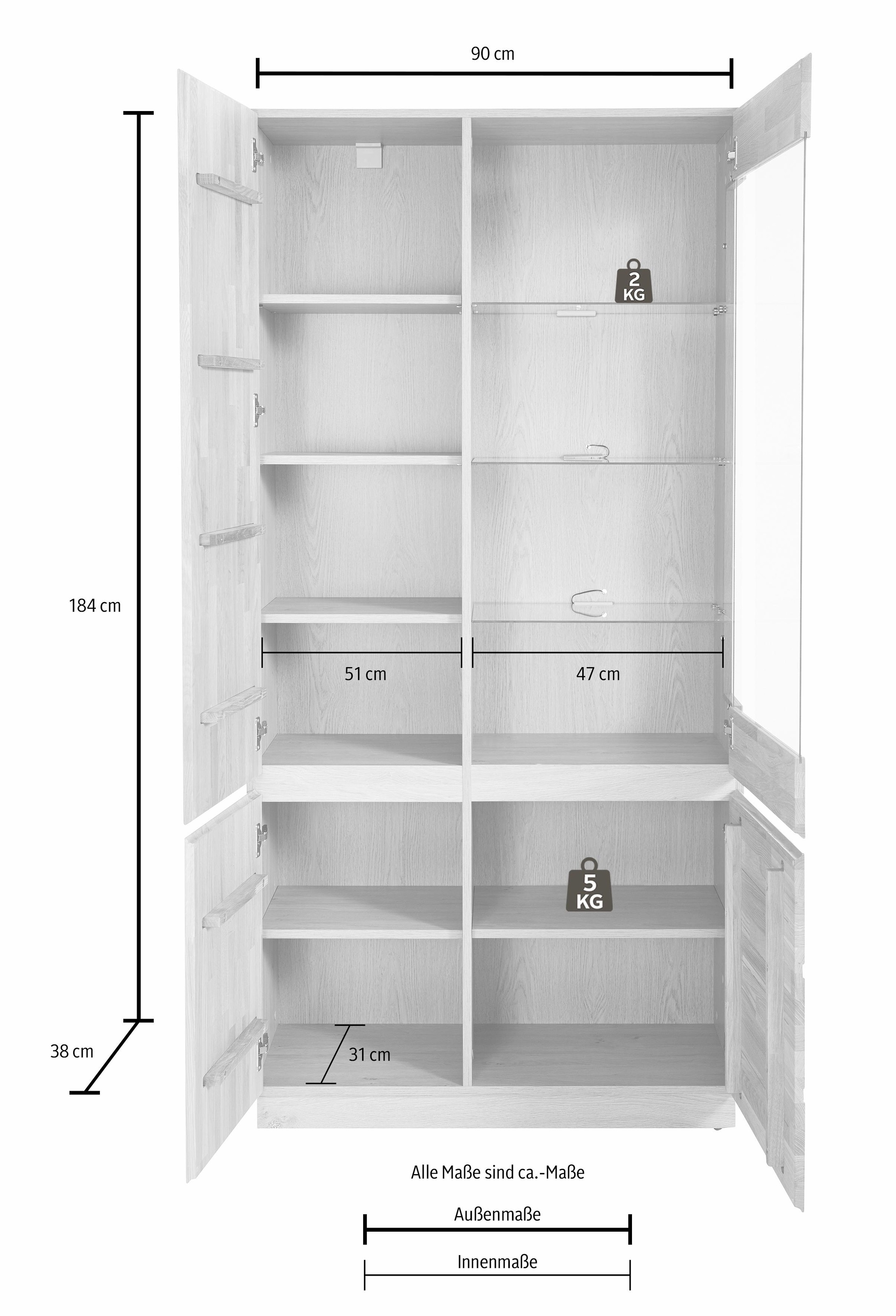 Home affaire Vitrine, Höhe 184 cm, teilmassiv, FSC®-zertifiziert