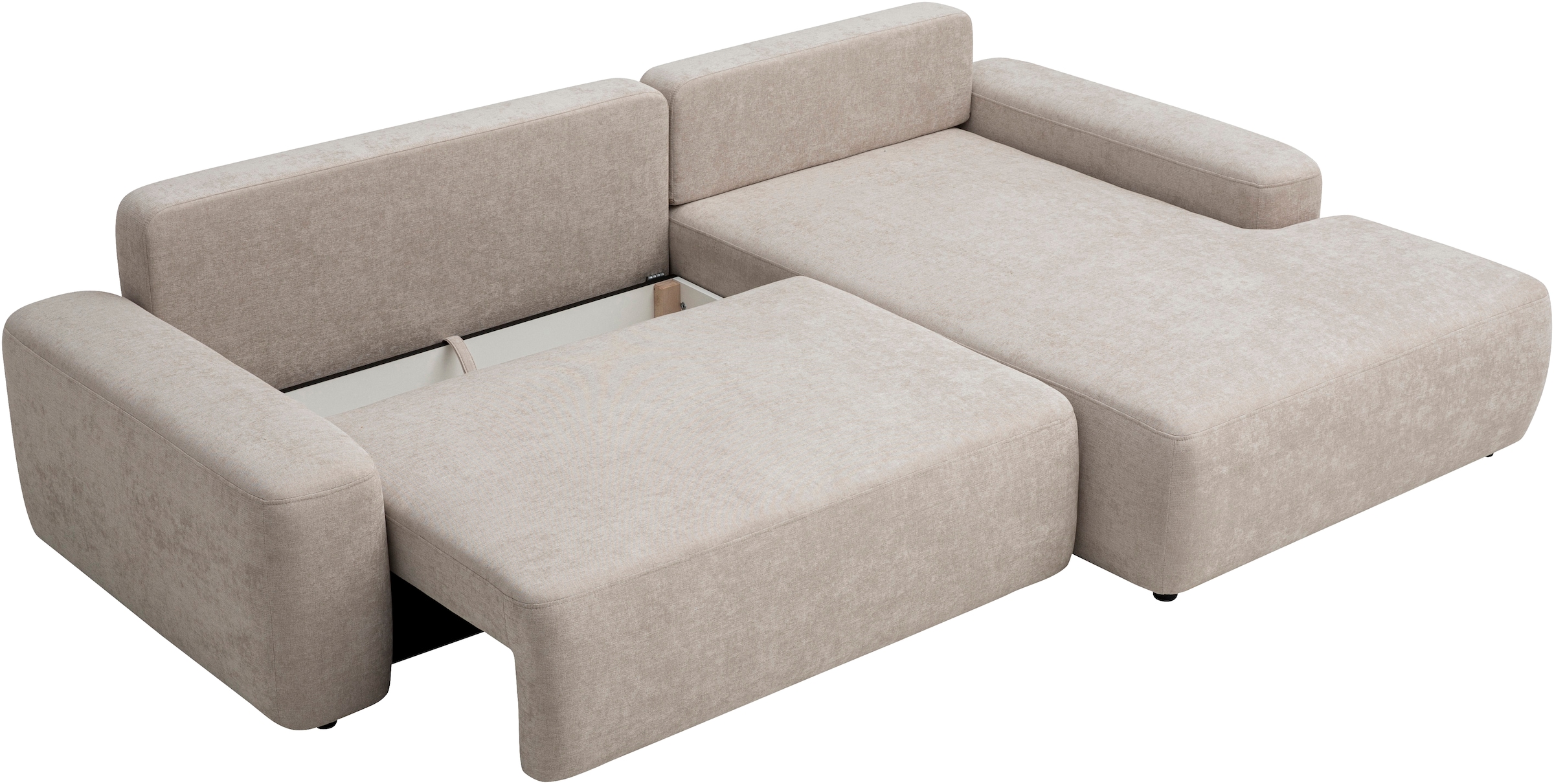 INOSIGN Ecksofa »TORGE (264cm), Schlafsofa in Cord, Samtvelours o Struktur fein, L-Form«, Schlaffunktion, Bettkasten, Liegefläche: 125/210 cm