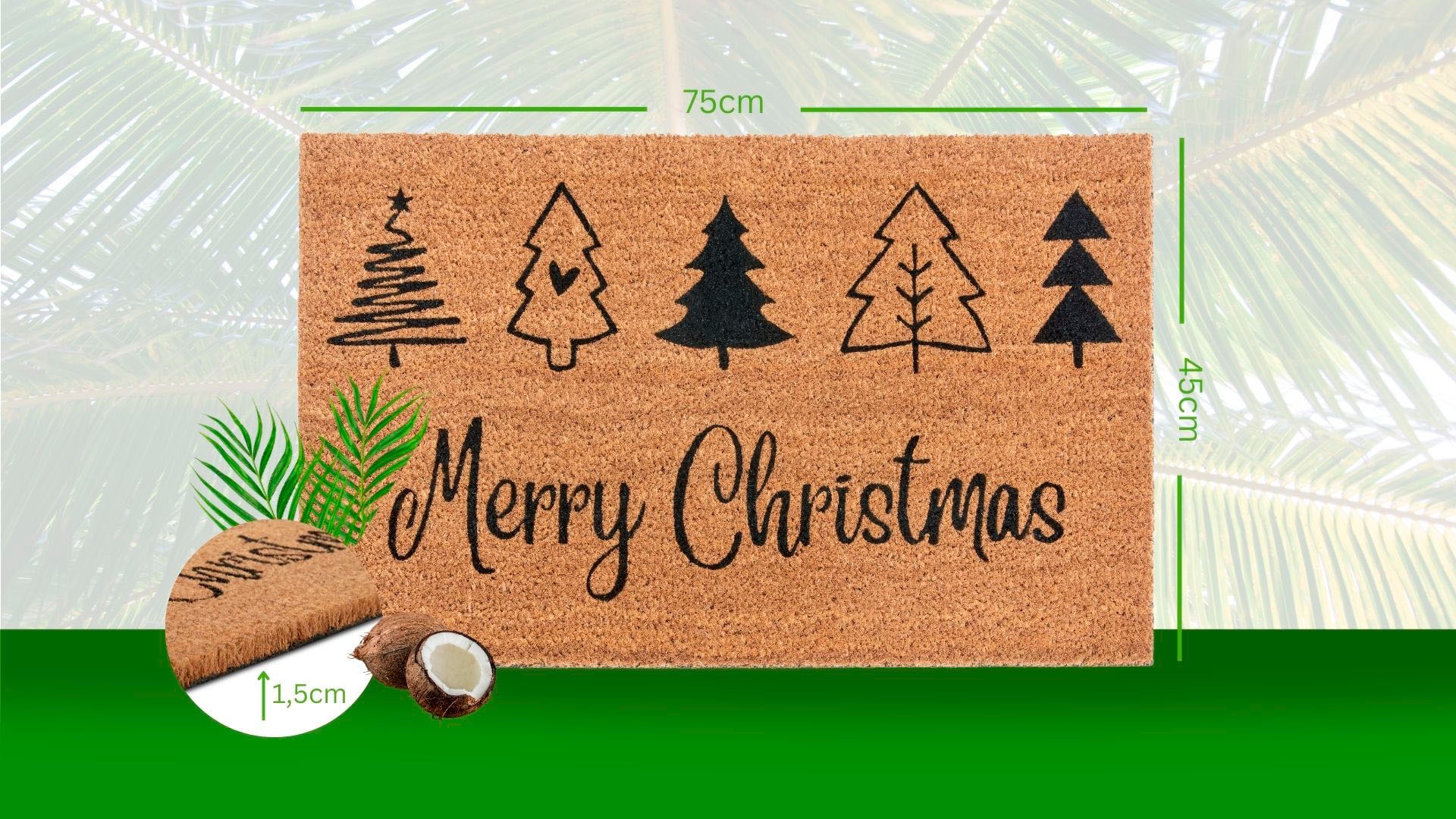 HANSE Home Fußmatte »Mix Mats Kokos Christmas Trees«, rechteckig, 15 mm Höhe, Weihnachten, Schmutzfangmatte, Outdoor, Rutschfest, Innen, Kokosmatte