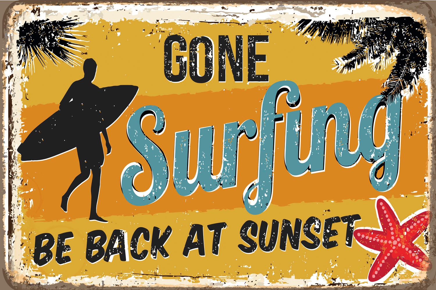 queence Metallbild »Sunset Surfing«, (1 St.), Stahlschilder