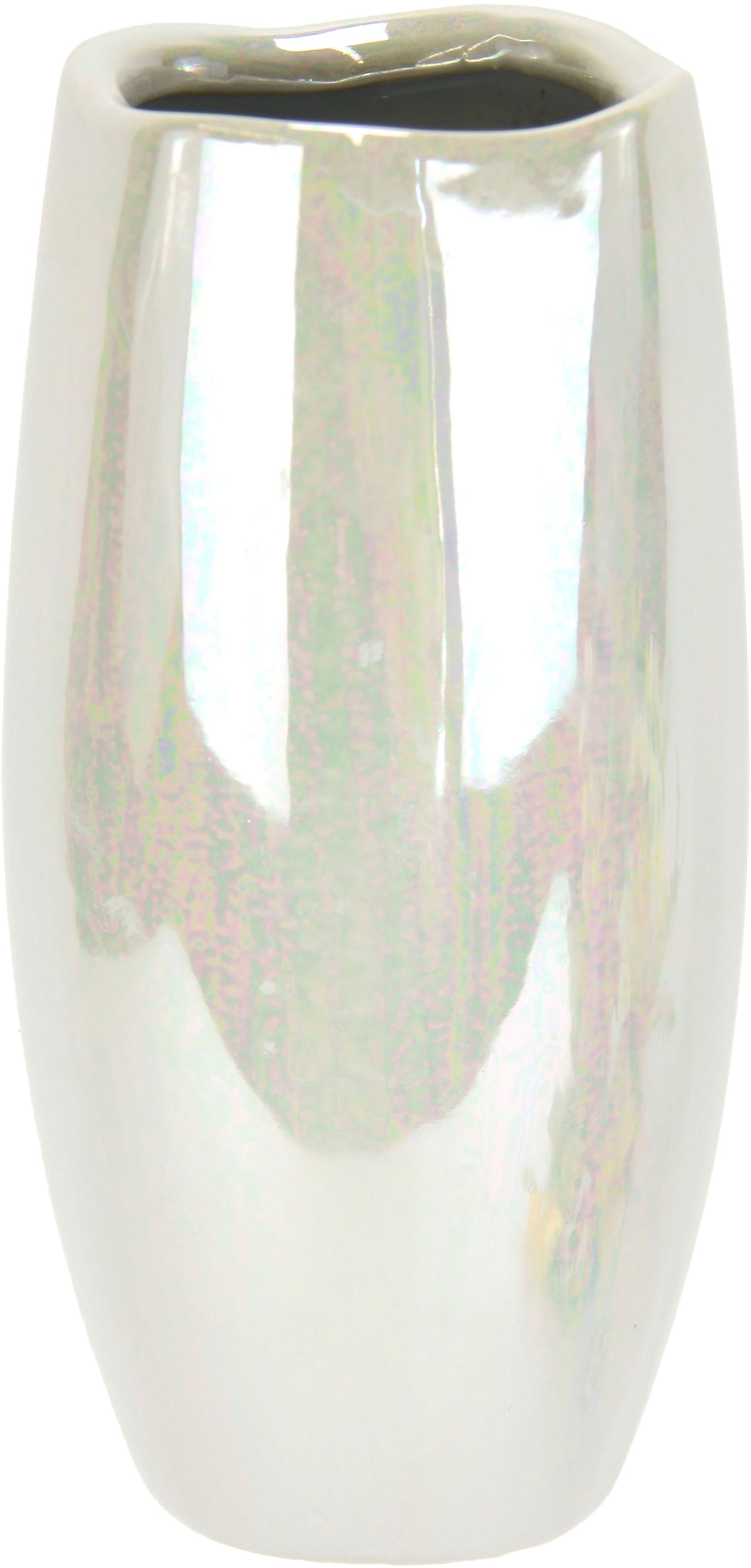 »Dekovase«, Raten Zylinder auf Bodenvase Keramik Dekovase weiß glänzend I.GE.A. Perlmuttglanz kaufen Pampasgras