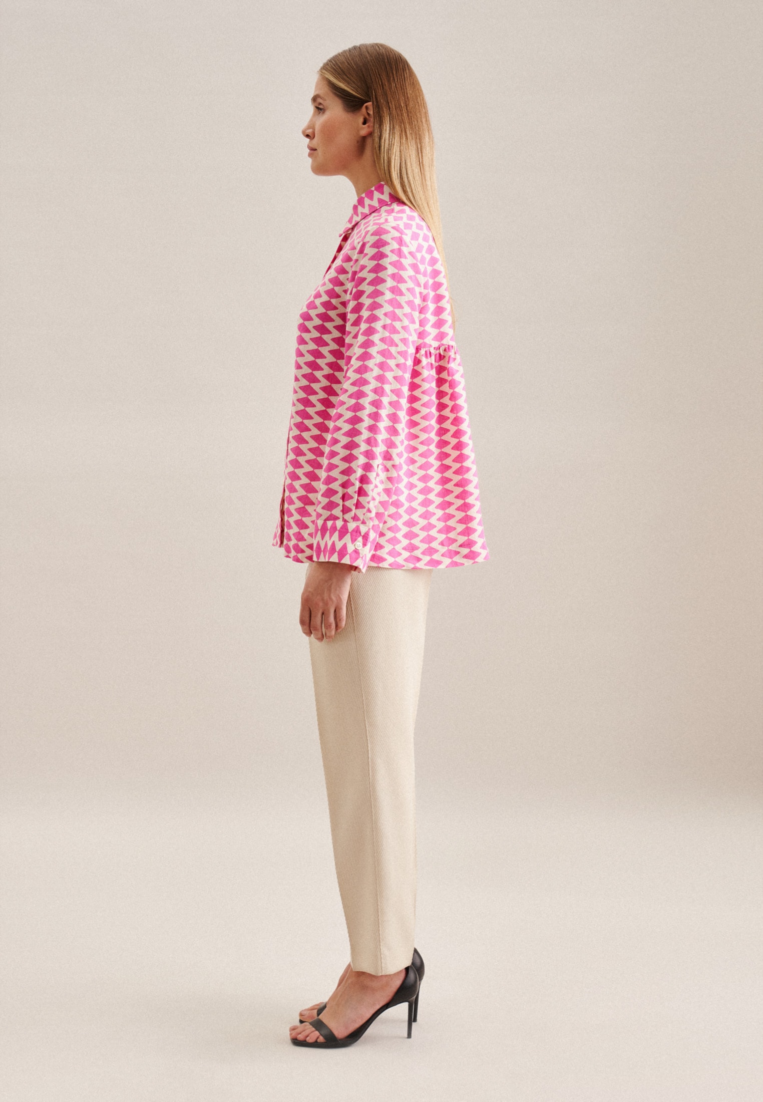 seidensticker Hemdbluse »Schwarze Rose«, Langarm Kragen Geometrische Muster
