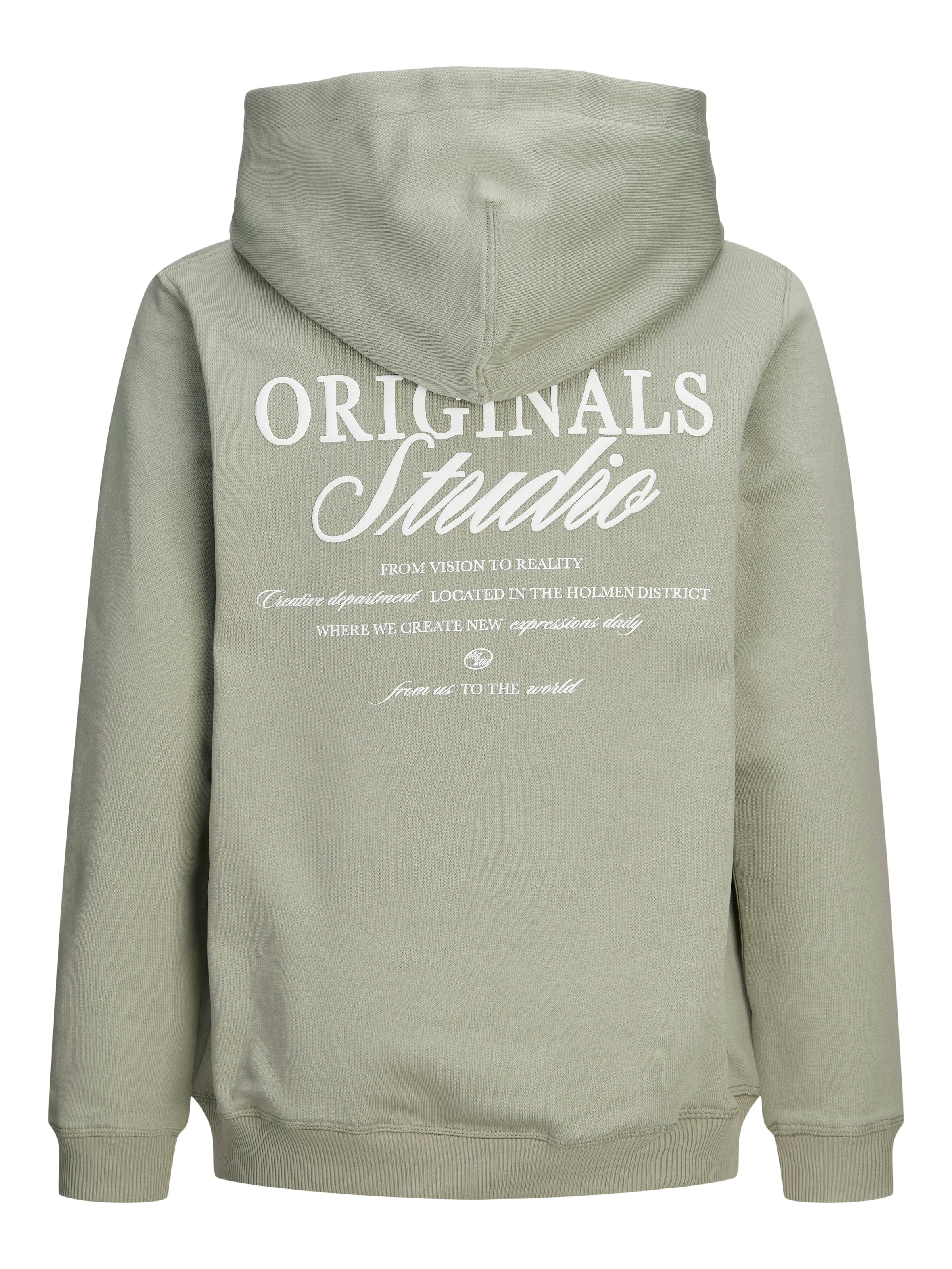 Jack & Jones Junior Kapuzensweatshirt »JORNORREBRO TYPO BACK SWEAT HOOD SN JNR«, Baumwollmischung, relaxed fit, Langarm
