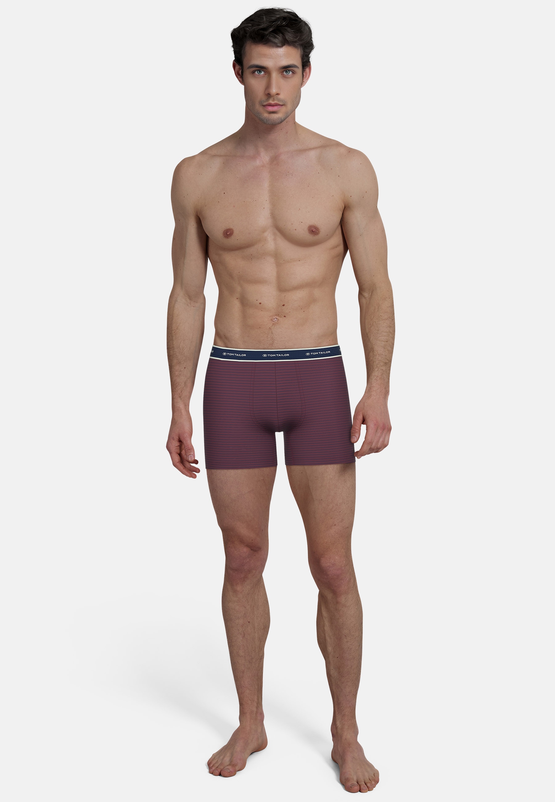 TOM TAILOR Lange Unterhose »Kentucky« Logobund, basic, gestreift, eng, bequem, weich, Baumwollmix