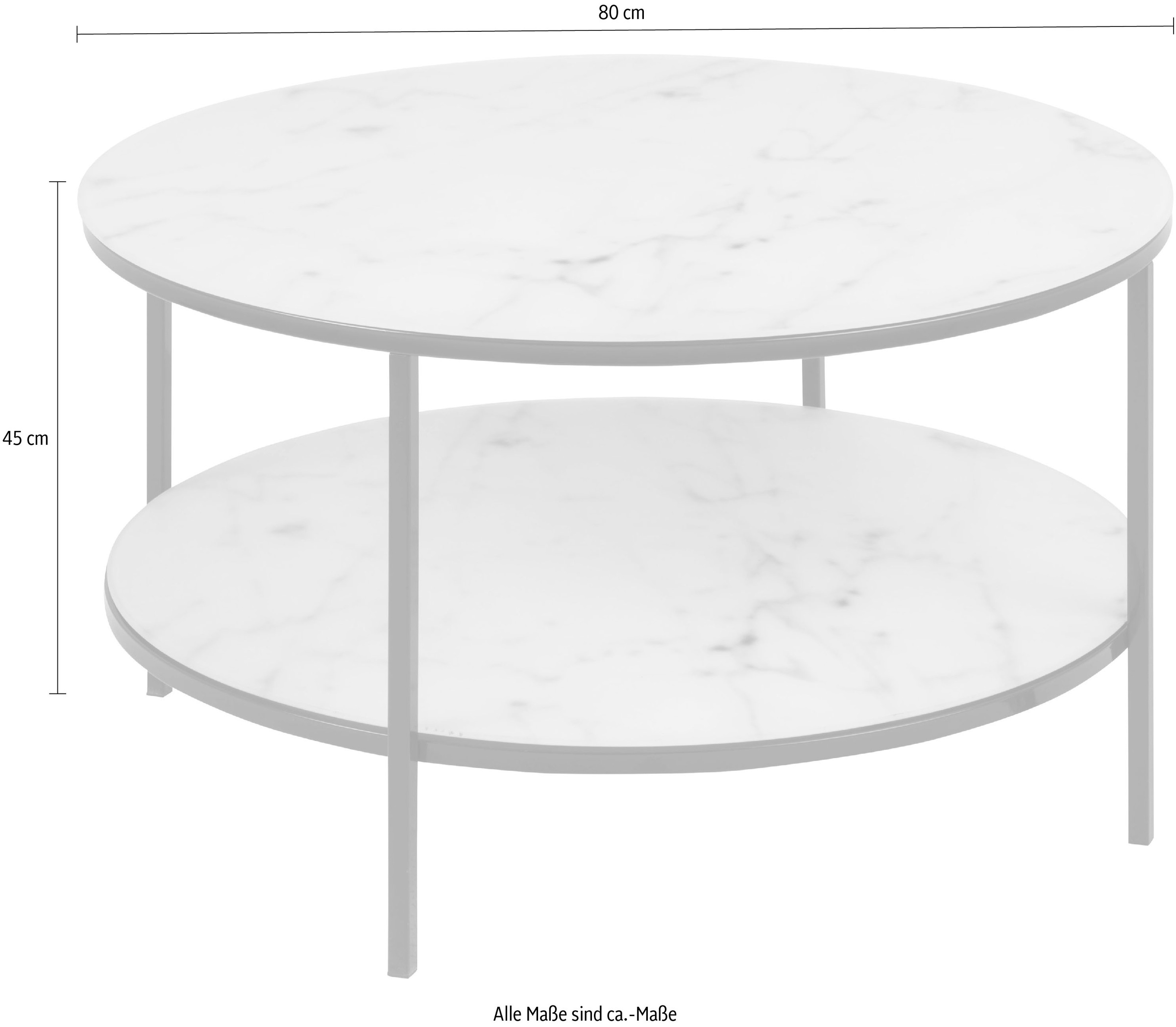 Marmor Tischplatte, cm Couchtisch bestellen ACTONA 80 Guangxi Breite Metallgestell, »Alina«, mit GROUP Raten auf