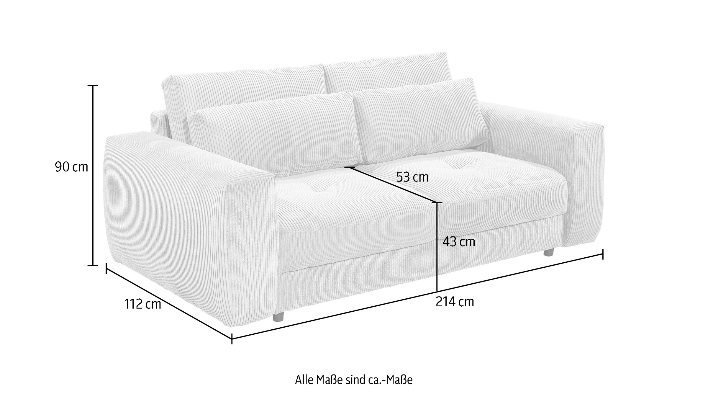 ED EXCITING DESIGN 2-Sitzer »Barura«, Big-Sofa mit 2 Nierenkissen