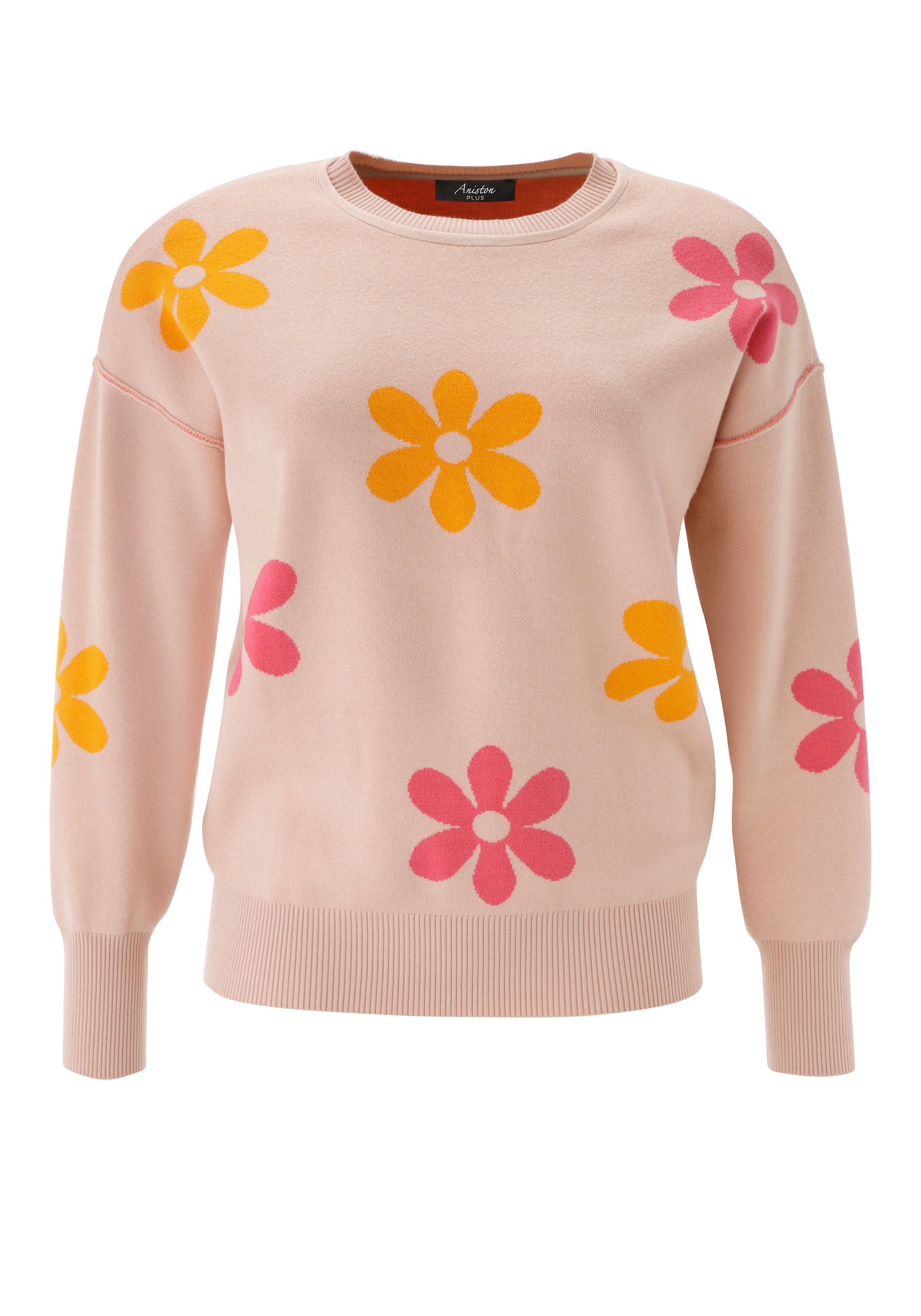 Aniston PLUS Strickpullover mit eingestricktem Blumenmuster