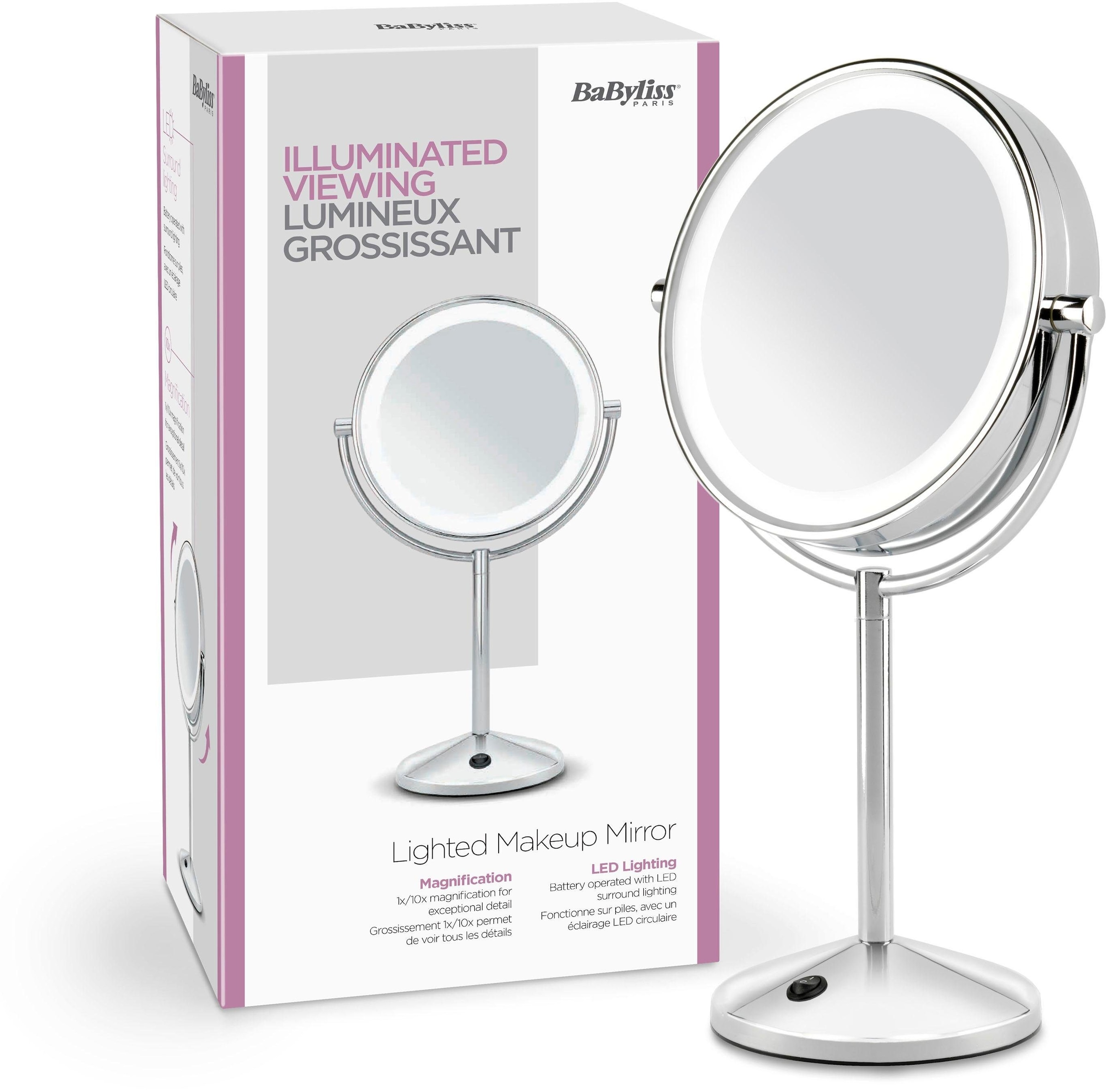 BaByliss LED-Lichtspiegel »9436E Lighted Makeup Mirror«, beleuchteter Kosmetikspiegel mit Batteriebetrieb