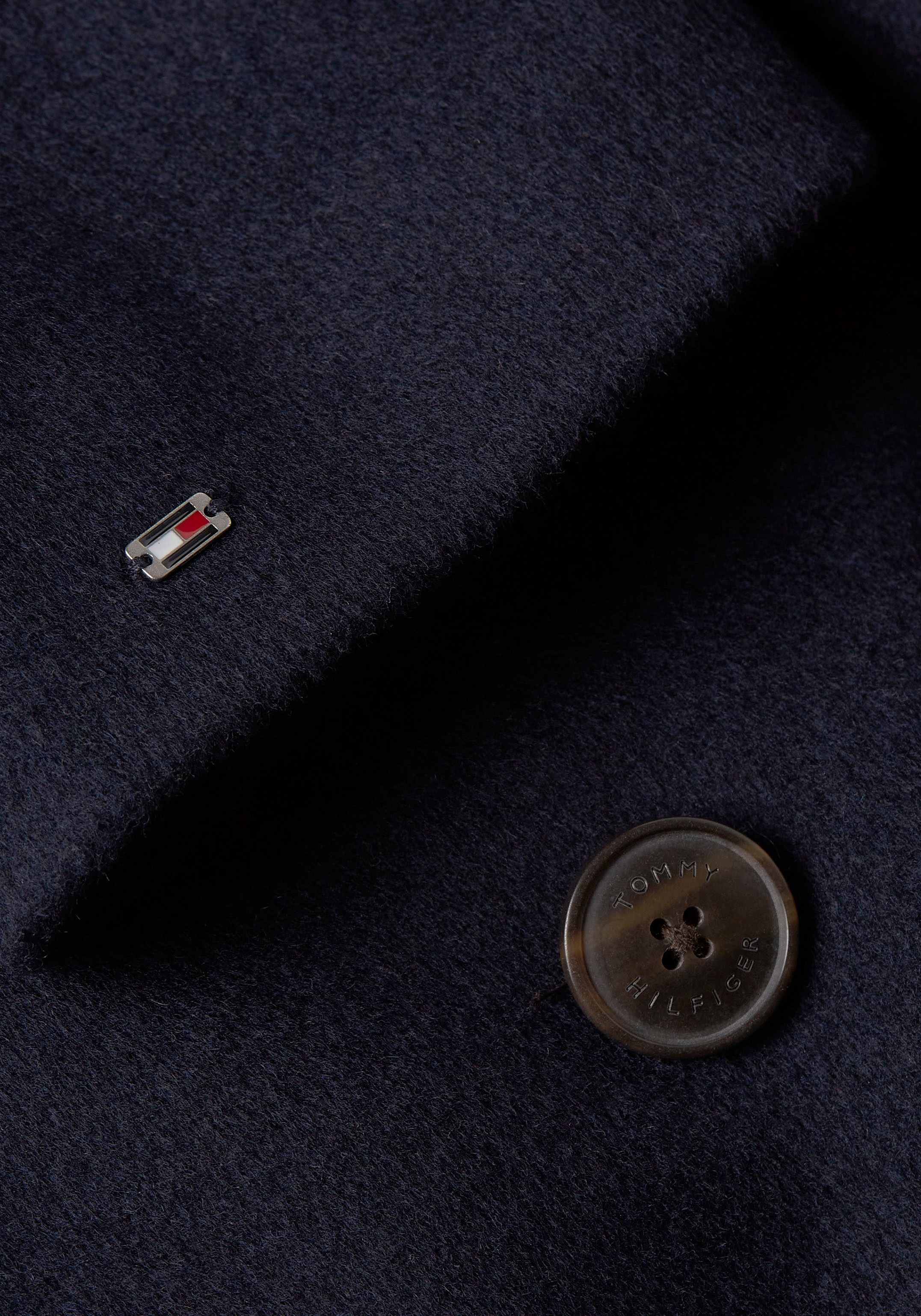 Tommy Hilfiger Outdoorjacke »WOOL BLEND DB BELTED FUNNEL JKT«, mit Tommy Hilfiger Metalllabel