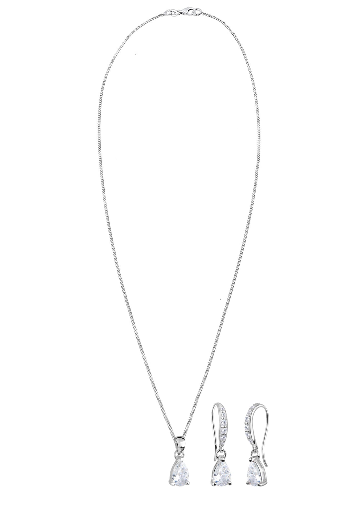 Elli Ohrring und Ketten Set »Schmuckset Ohrhänger Anhänger mit Zirkonia Tropfen aus 925 Sterling Silber« ()