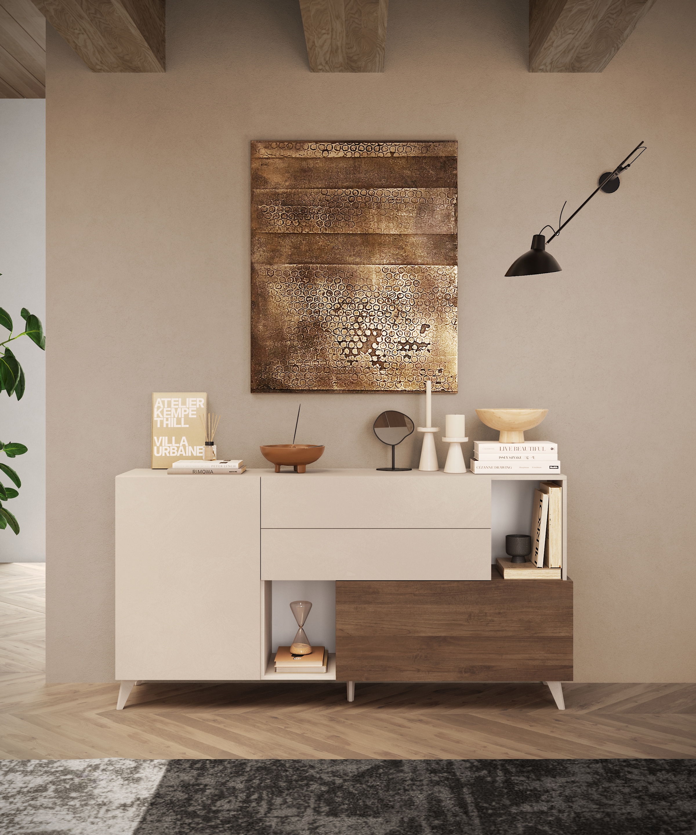 INOSIGN Sideboard »Monaco Breite 181 cm, Anrichte mit 1 Tür, 1 Klappe u. 2 Schubkästen«, Kommode, Soft/Self Closing