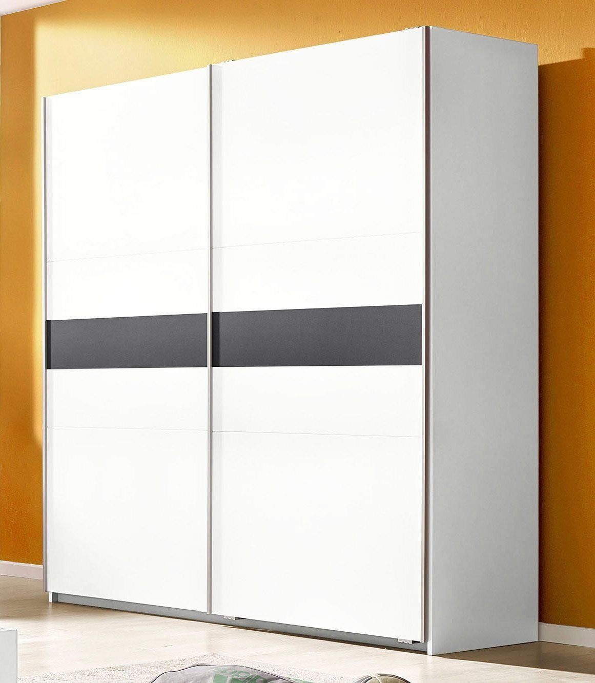 rauch Schwebetürenschrank »Kleiderschrank Schrank Garderobe Kinderzimmerschrank NOOSA«, mit Bauchbinde in Absetzfarbe sowie Metallgriffleisten MADE IN GERMANY