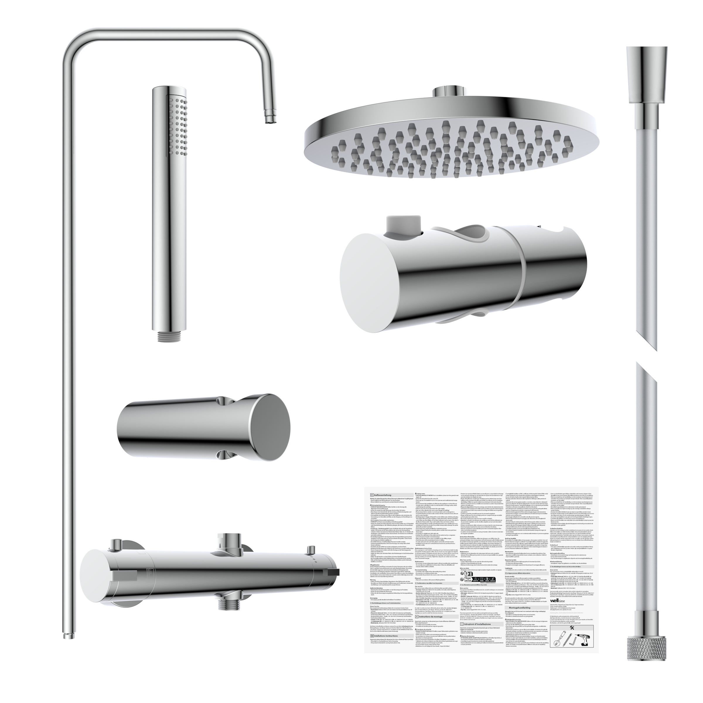 welltime Brausegarnitur »Porto« Duschsystem inkl. Thermostat mit Sicherheitssperre bei 38 °C., 