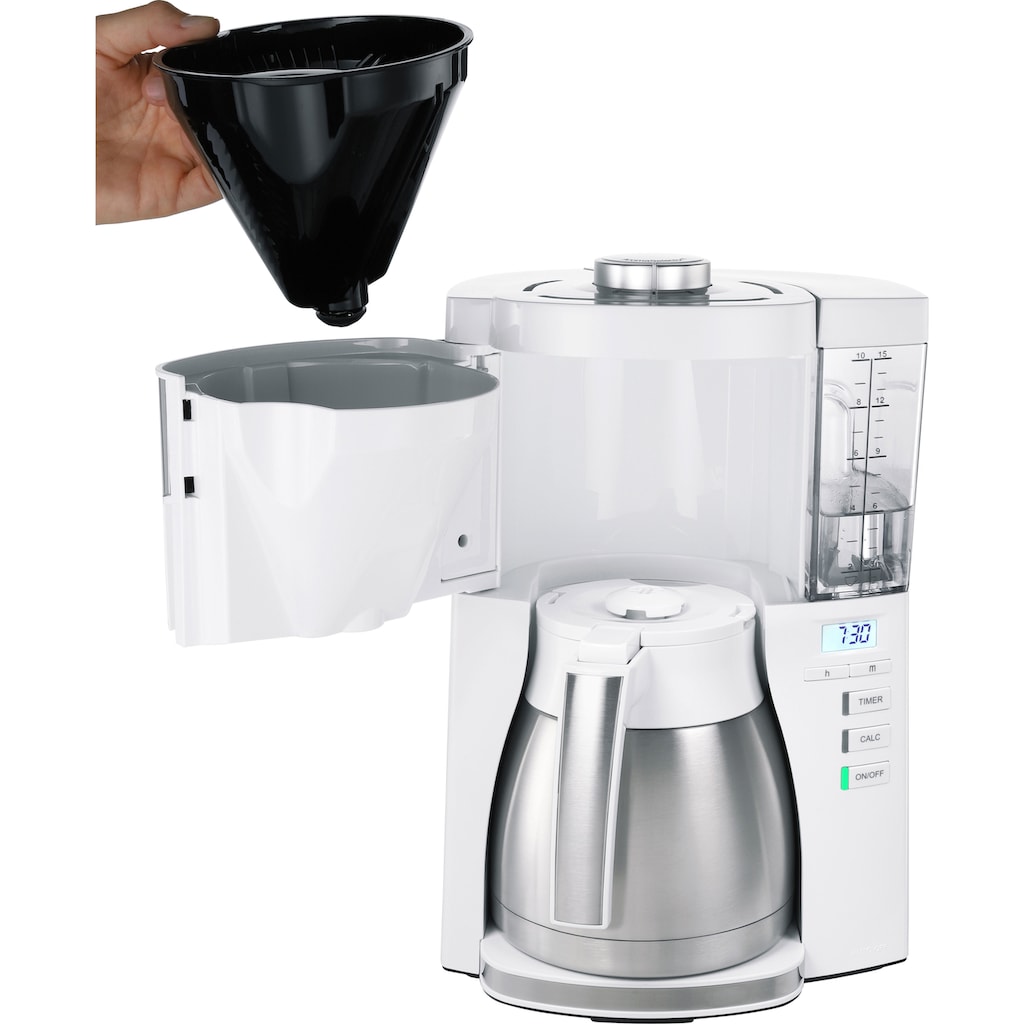 Melitta Filterkaffeemaschine »LOOK® Therm Timer 1025-17 weiß«, 1,25 l Kaffeekanne, Papierfilter, 1x4