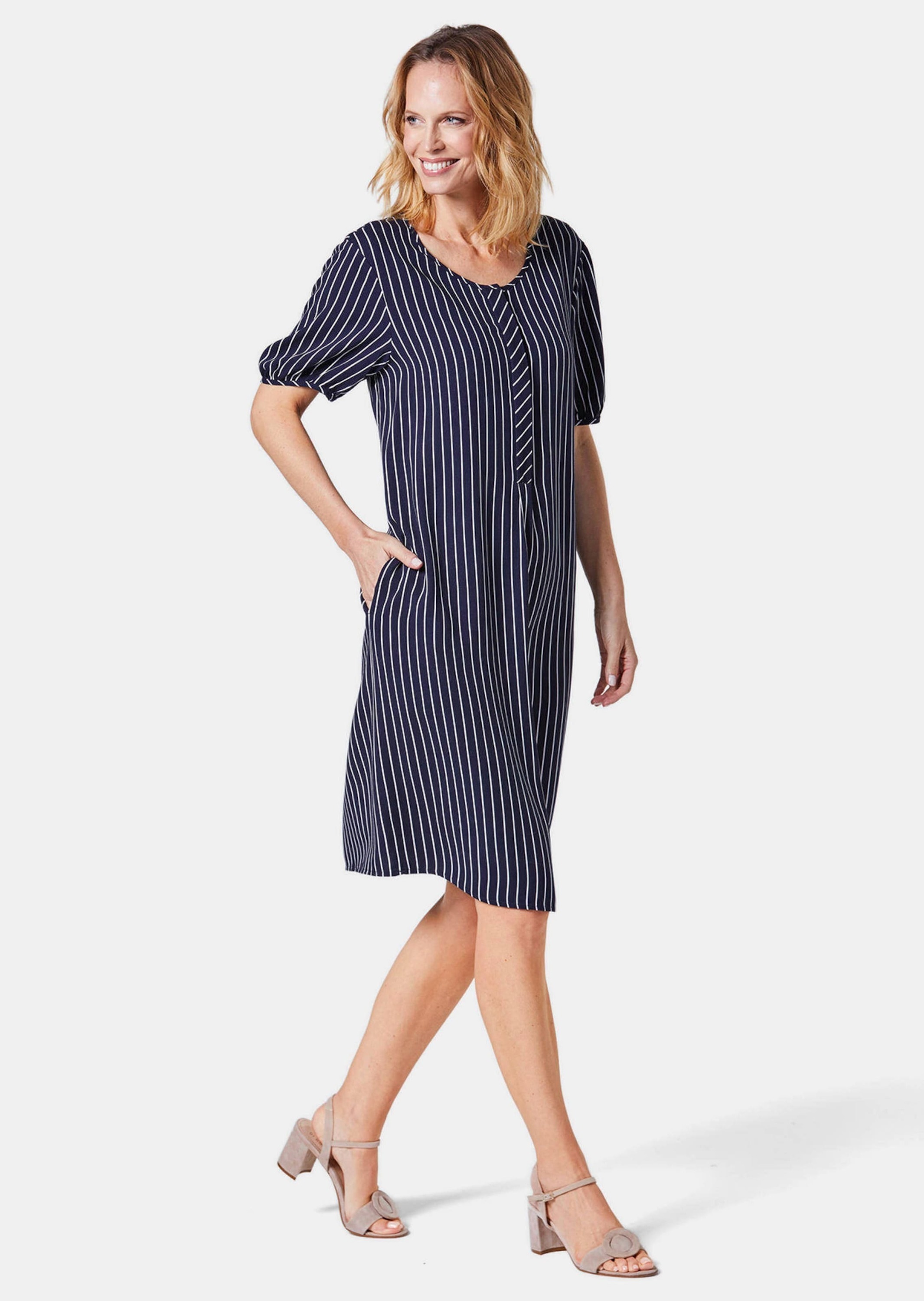 GOLDNER Sommerkleid »Kleid in weich fallender Qualität« Eingrifftaschen Knöpfe