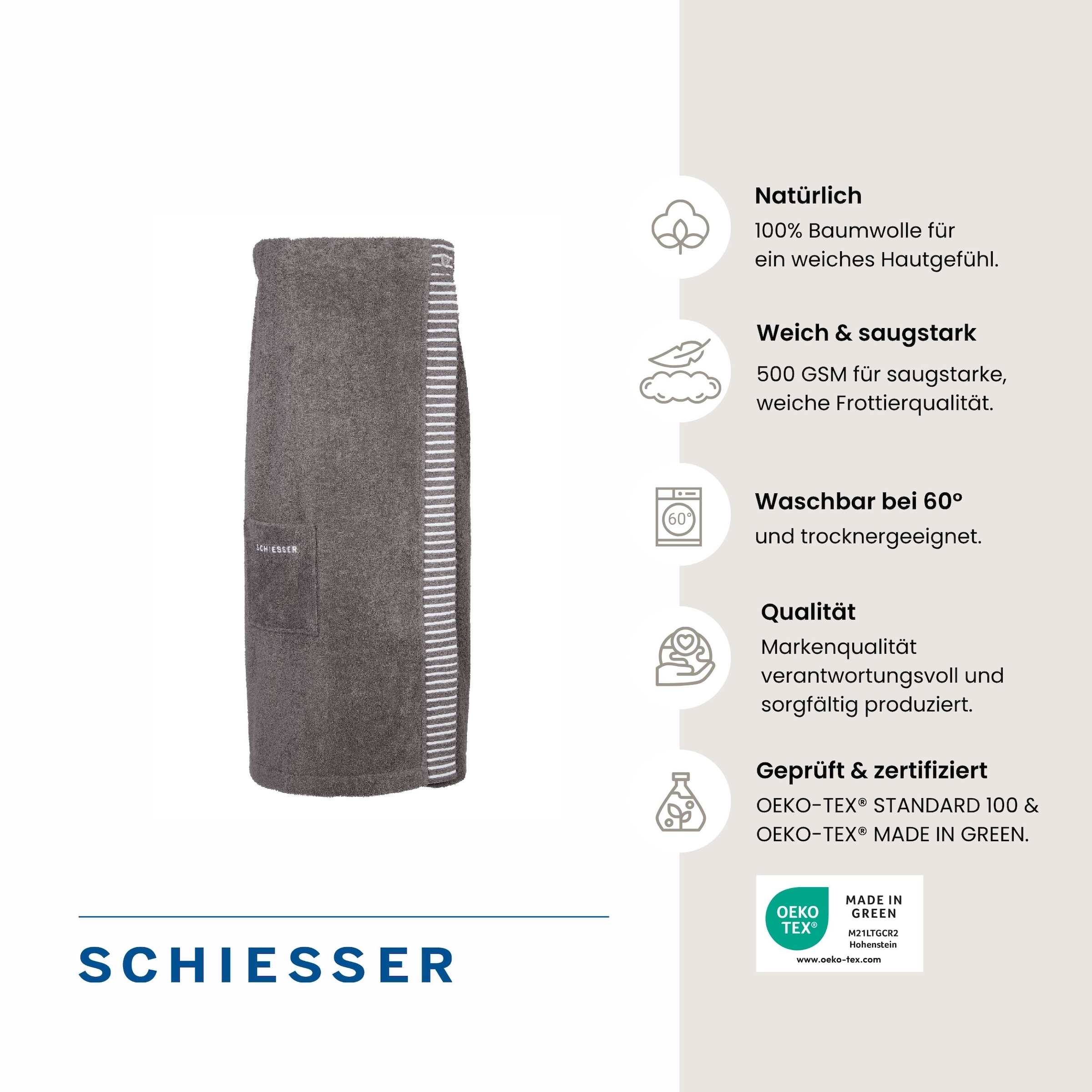Schiesser Kilt »Rom aus weicher Baumwolle, saugstark und 3-fach weitenverstellbar« 1 Stk. OEKO-TEX® MADE IN GREEN
