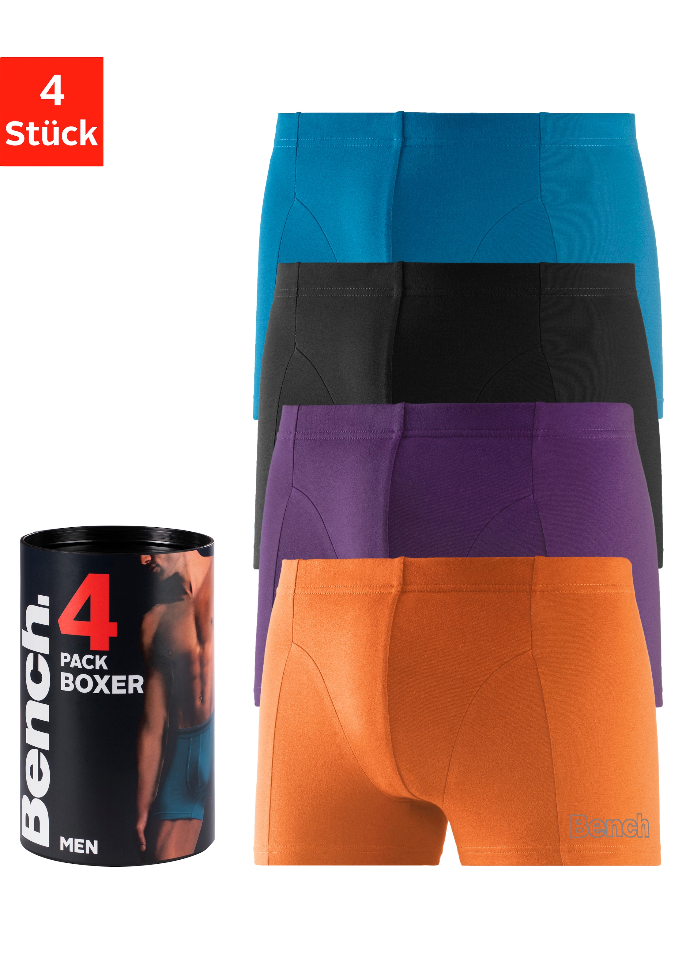 Bench. Boxer »Boxershorts für Herren«, (Dose, 4 St.), Unterhosen in der Dose mit kleinem Logodruck auf dem Bein