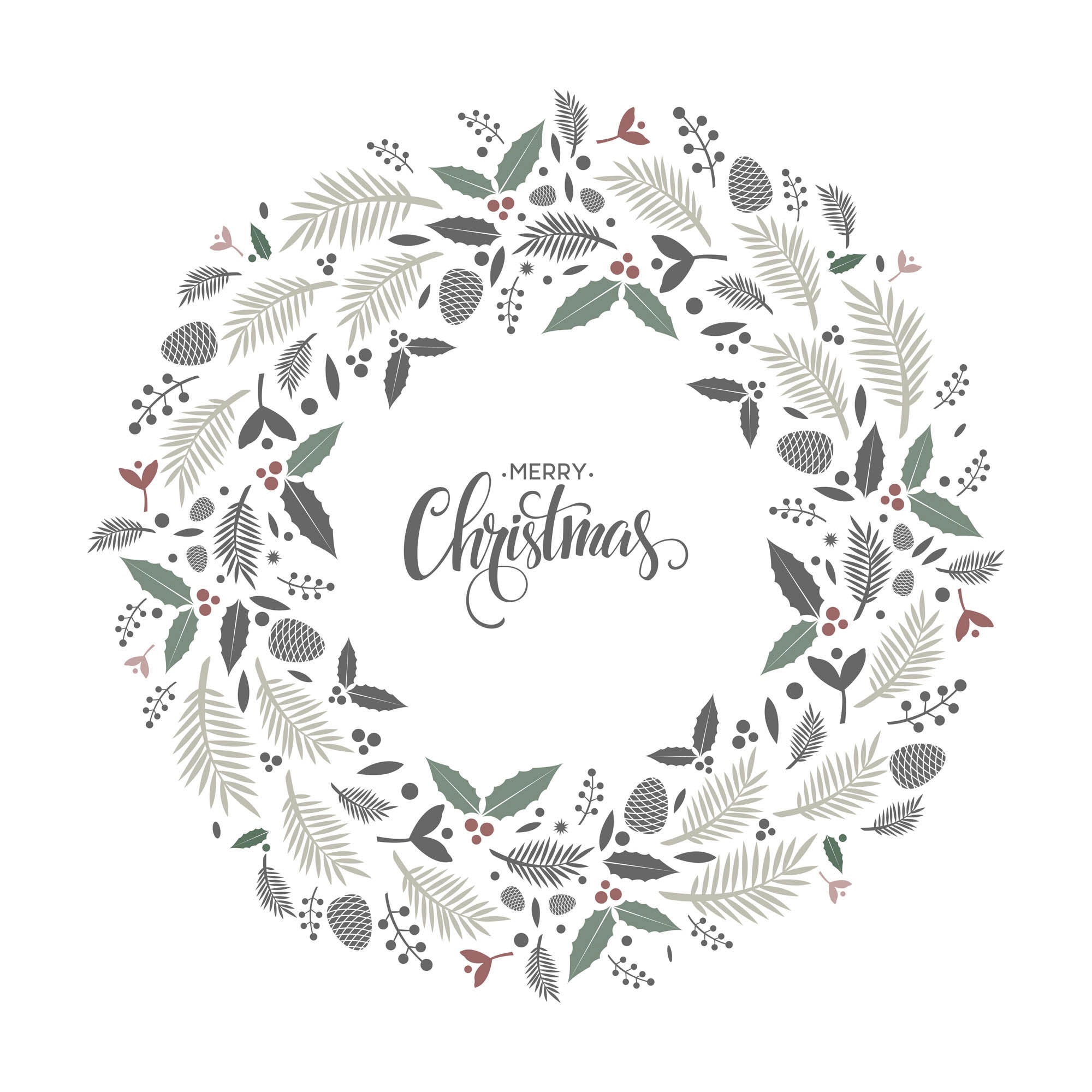queence Dekokissen »Lavendel«, Kissenhülle,Merry Christmas,Weiß,Kranz,Weihnachten,Festlich,Dekorativ
