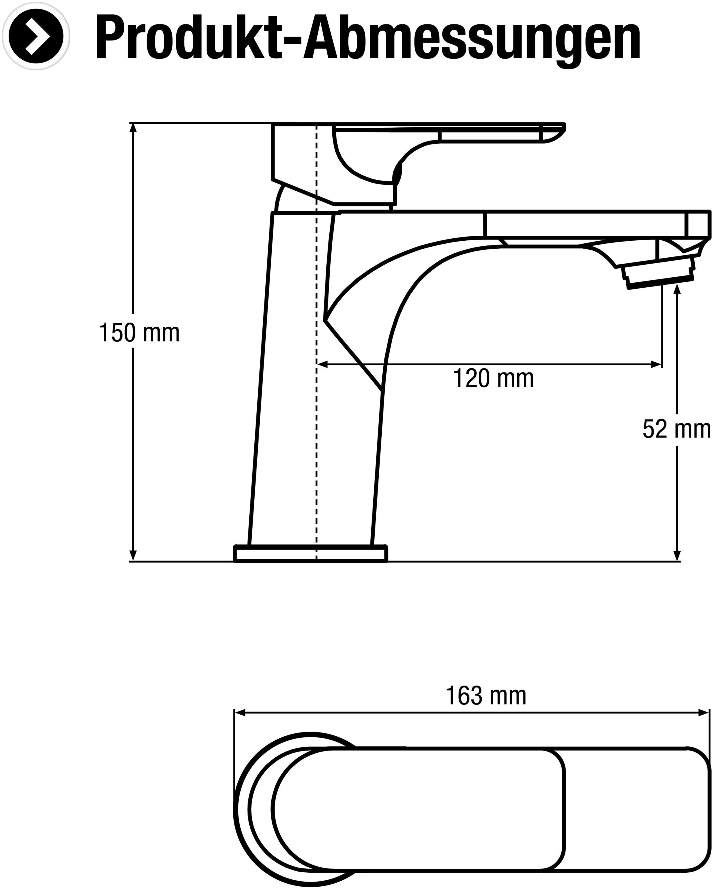 CORNAT Waschtischarmatur »Verchromter Messingkörper - Rundes Design - Normale Auslaufhöhe«, Mit Druck-Ablaufventil / Wasserhahn fürs Bad / Waschbecken-Armatur