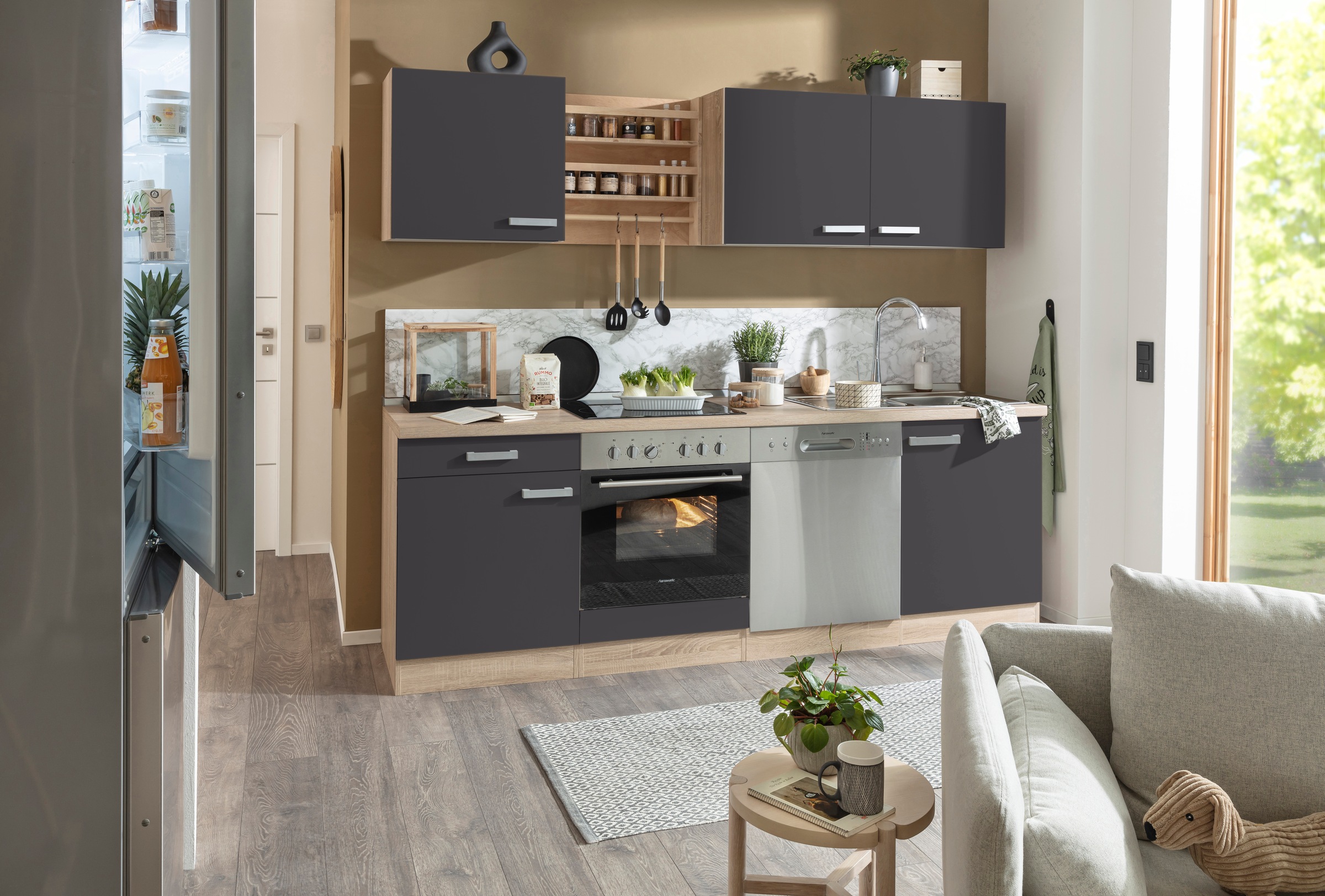 OPTIFIT Küchenzeile »Leer Breite 240 cm«, mit Hanseatic E-Geräten, inkl. Geschirrspüler