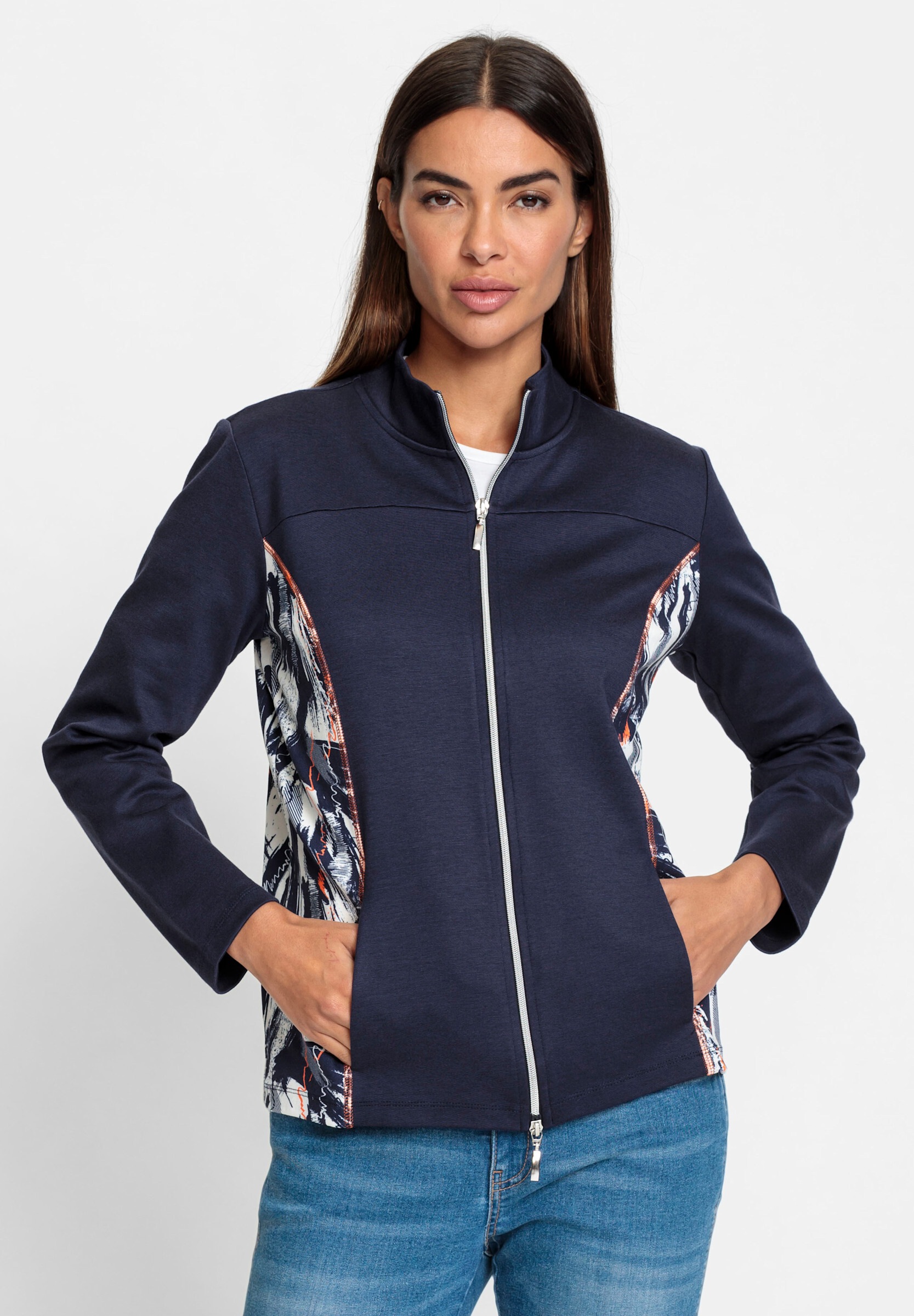 heine Shirtjacke »Jerseyjacke Shirtjacke mit Kontrast-Einsätzen«