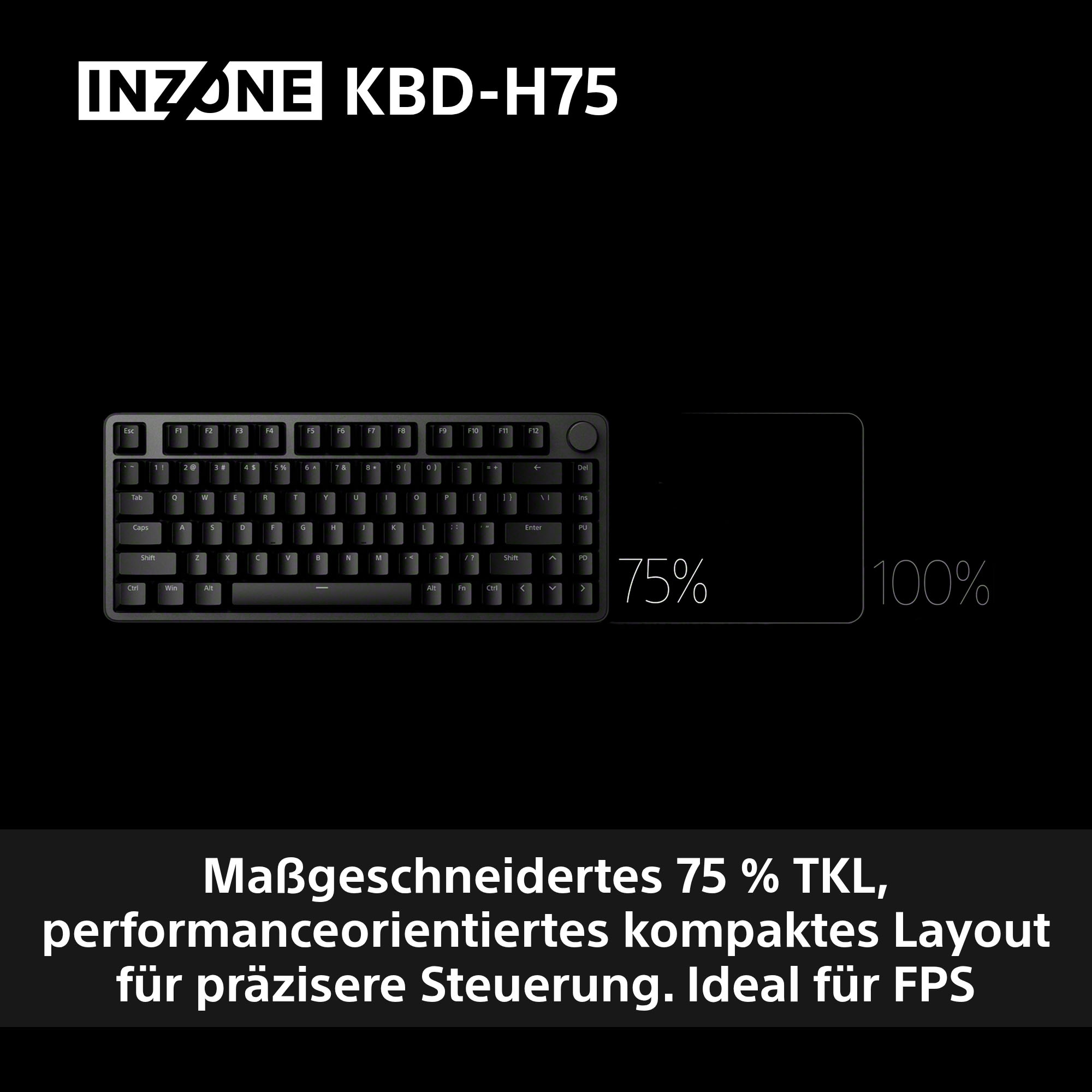 Sony Gaming-Tastatur »INZONE KBD-H75« (Fn-Tasten | USB-Anschluss | Windows-Sperrtaste) Magnetschalter, 75% TKL, 8000Hz Abtastrate, Gasket Mount, Alugehäuse