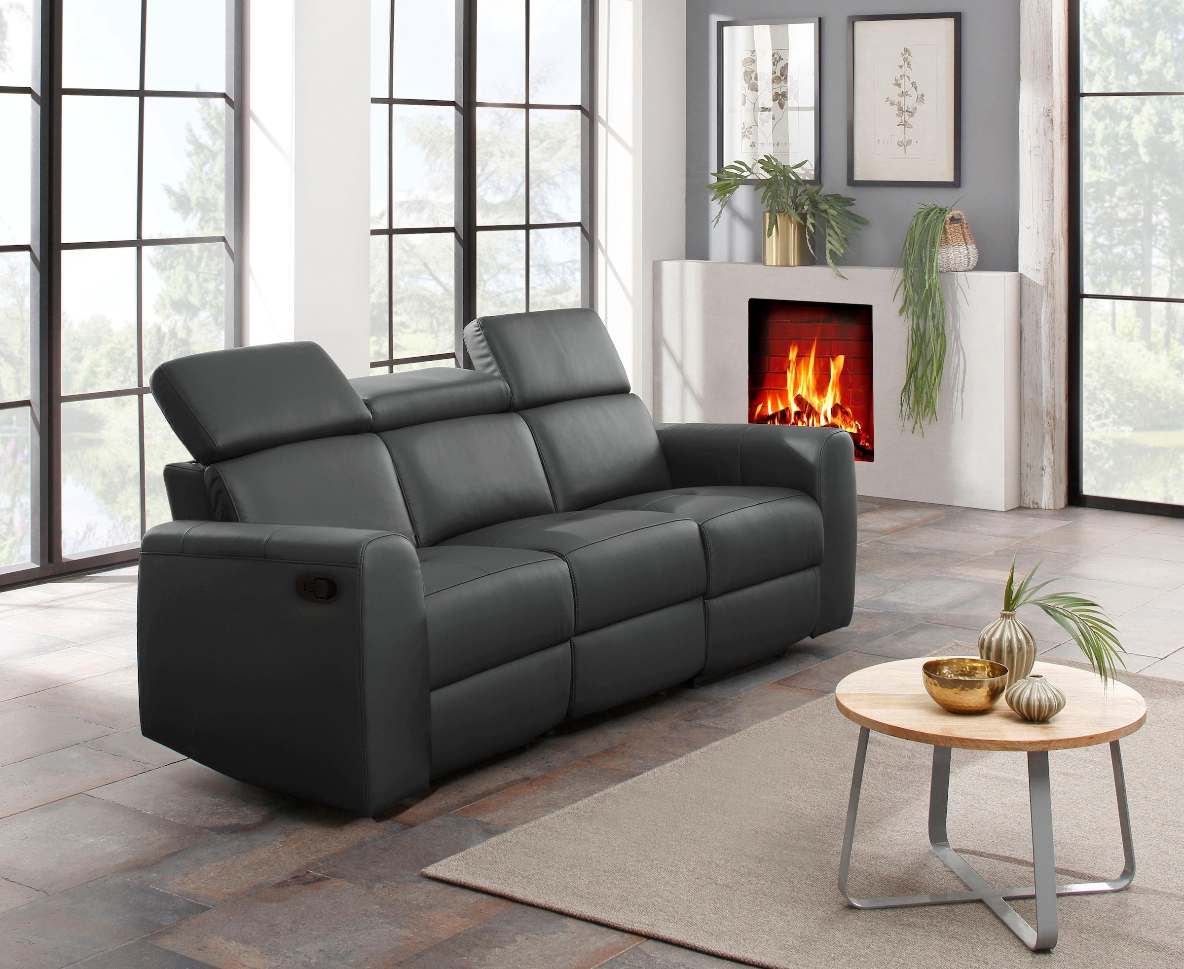 Home affaire 3-Sitzer »Sentrano« auch mit elektrischer Funktion mit USB-Anschluß, in 4 Bezugsvarianten