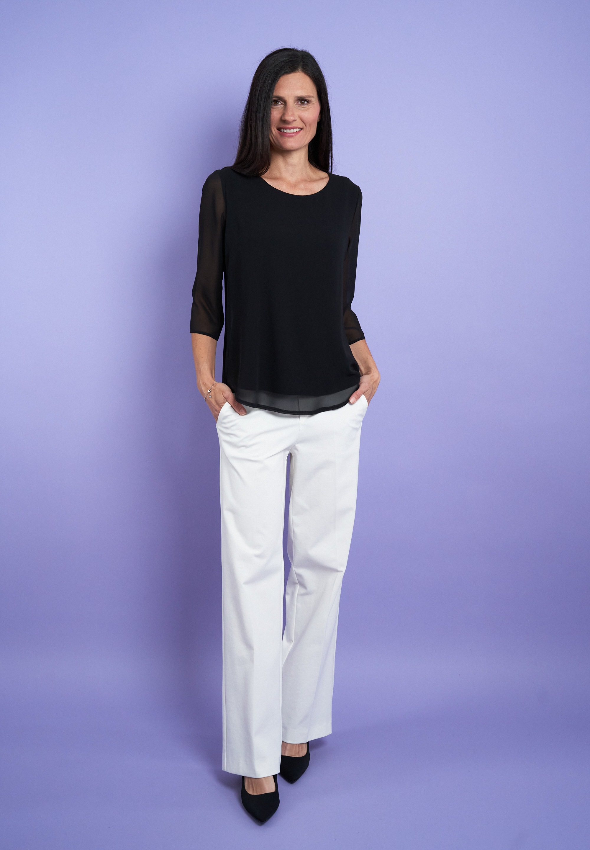 Seidel Moden Chiffonbluse, mit 3/4-Armen und in Doppel-Layer-Optik