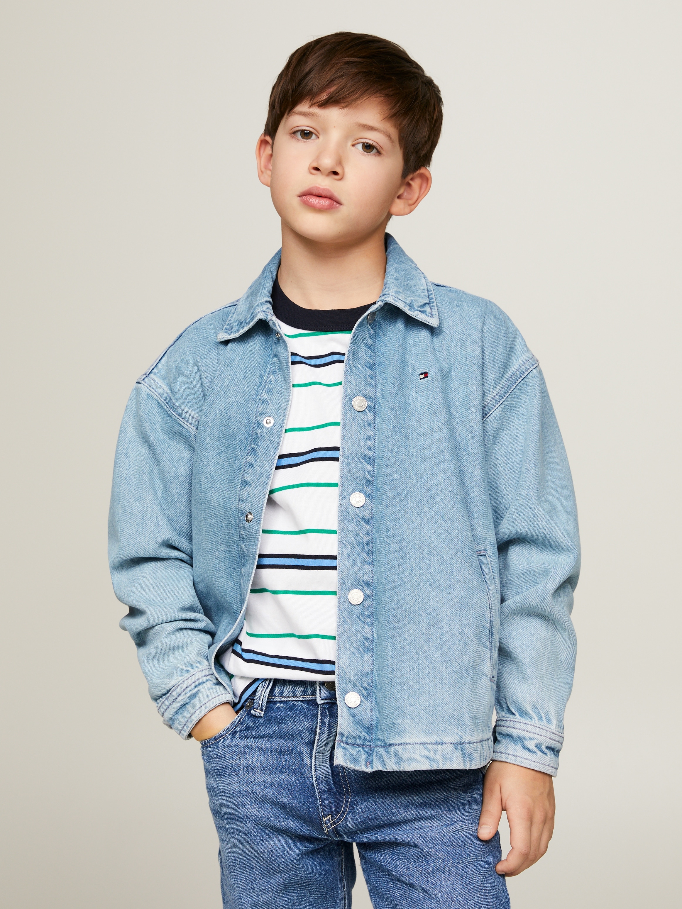 Jeansjacke »DENIM OVERSHIRT WORN MID WASH«, Kinder bis 16 Jahre